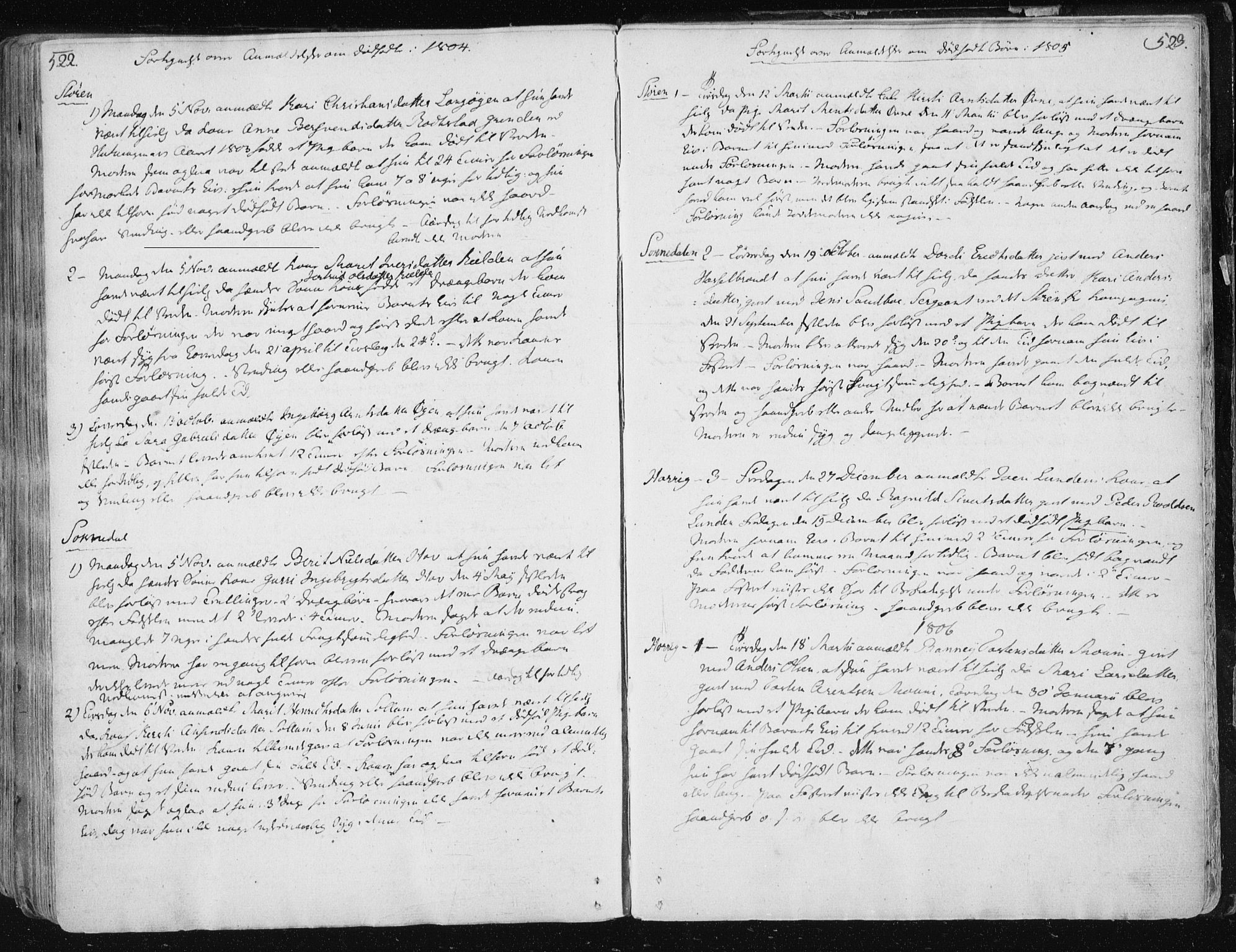 Ministerialprotokoller, klokkerbøker og fødselsregistre - Sør-Trøndelag, AV/SAT-A-1456/687/L0992: Parish register (official) no. 687A03 /1, 1788-1815, p. 522-523