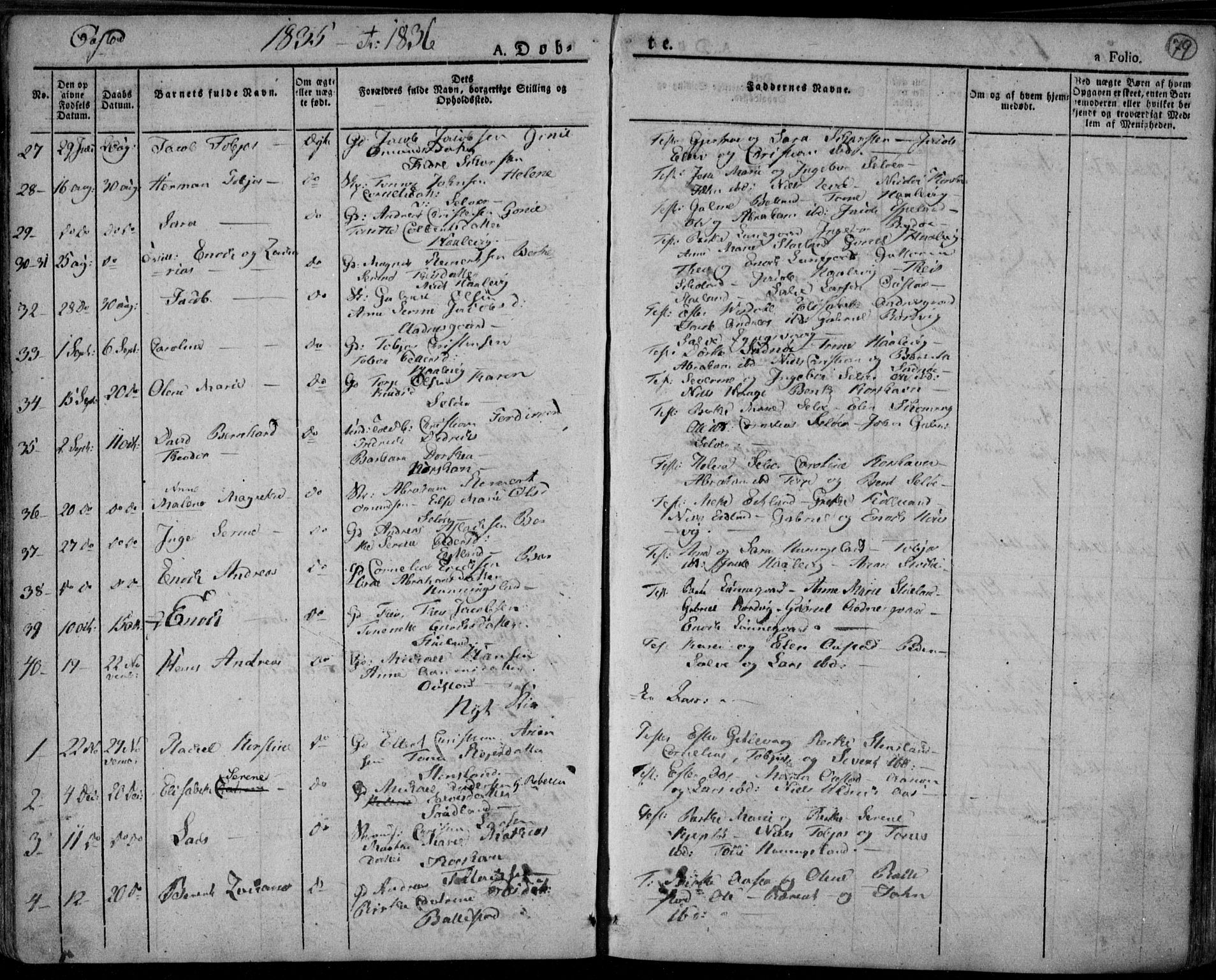 Lyngdal sokneprestkontor, AV/SAK-1111-0029/F/Fa/Fac/L0007: Parish register (official) no. A 7, 1825-1838, p. 79