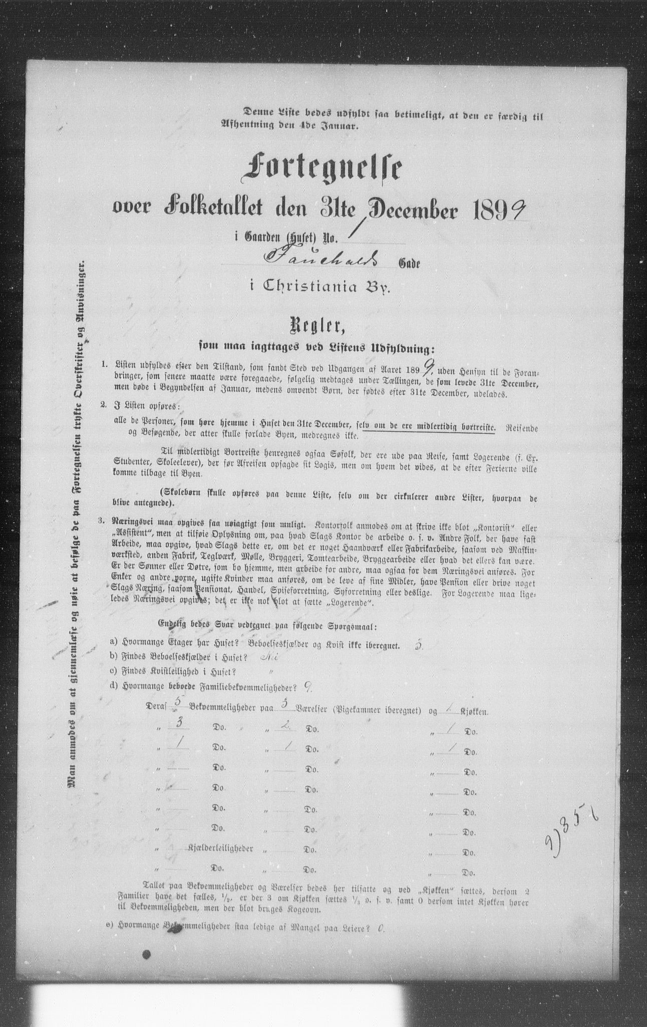 OBA, Municipal Census 1899 for Kristiania, 1899, p. 3158