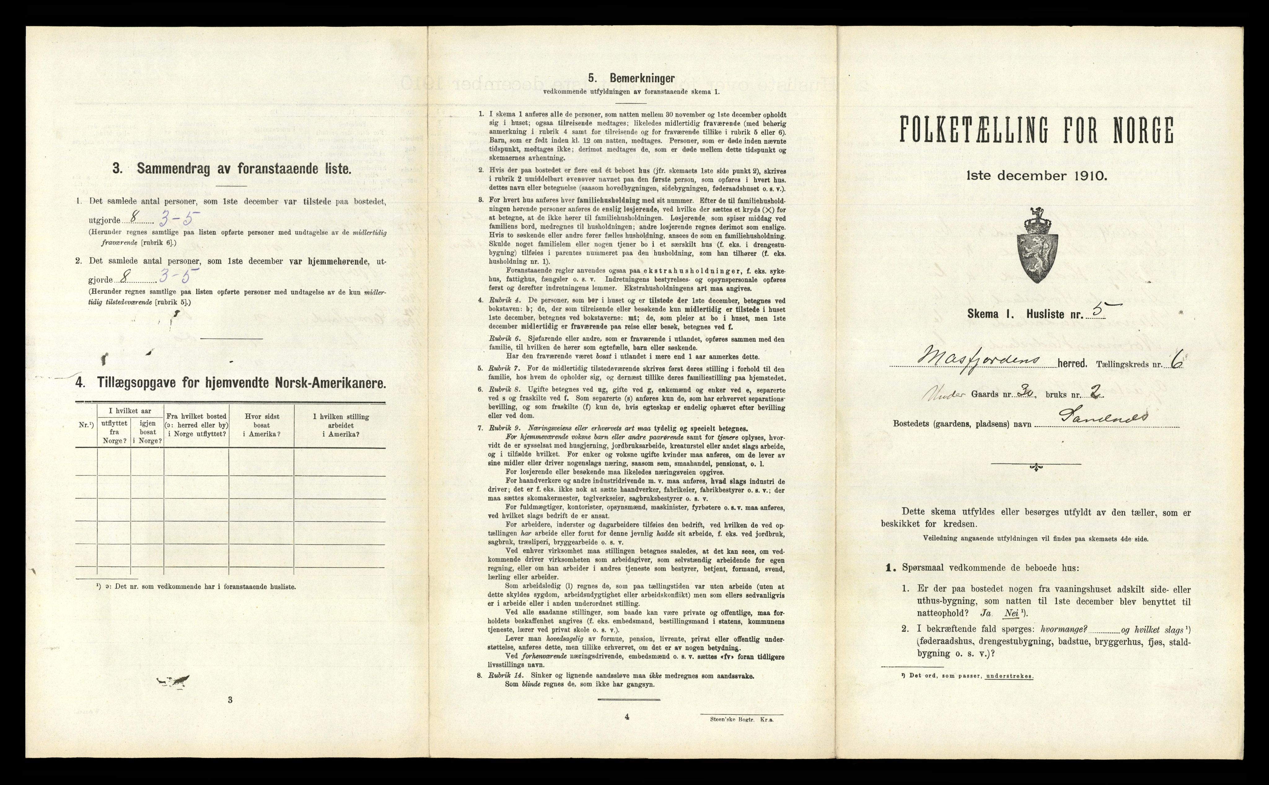 RA, 1910 census for Masfjorden, 1910, p. 392