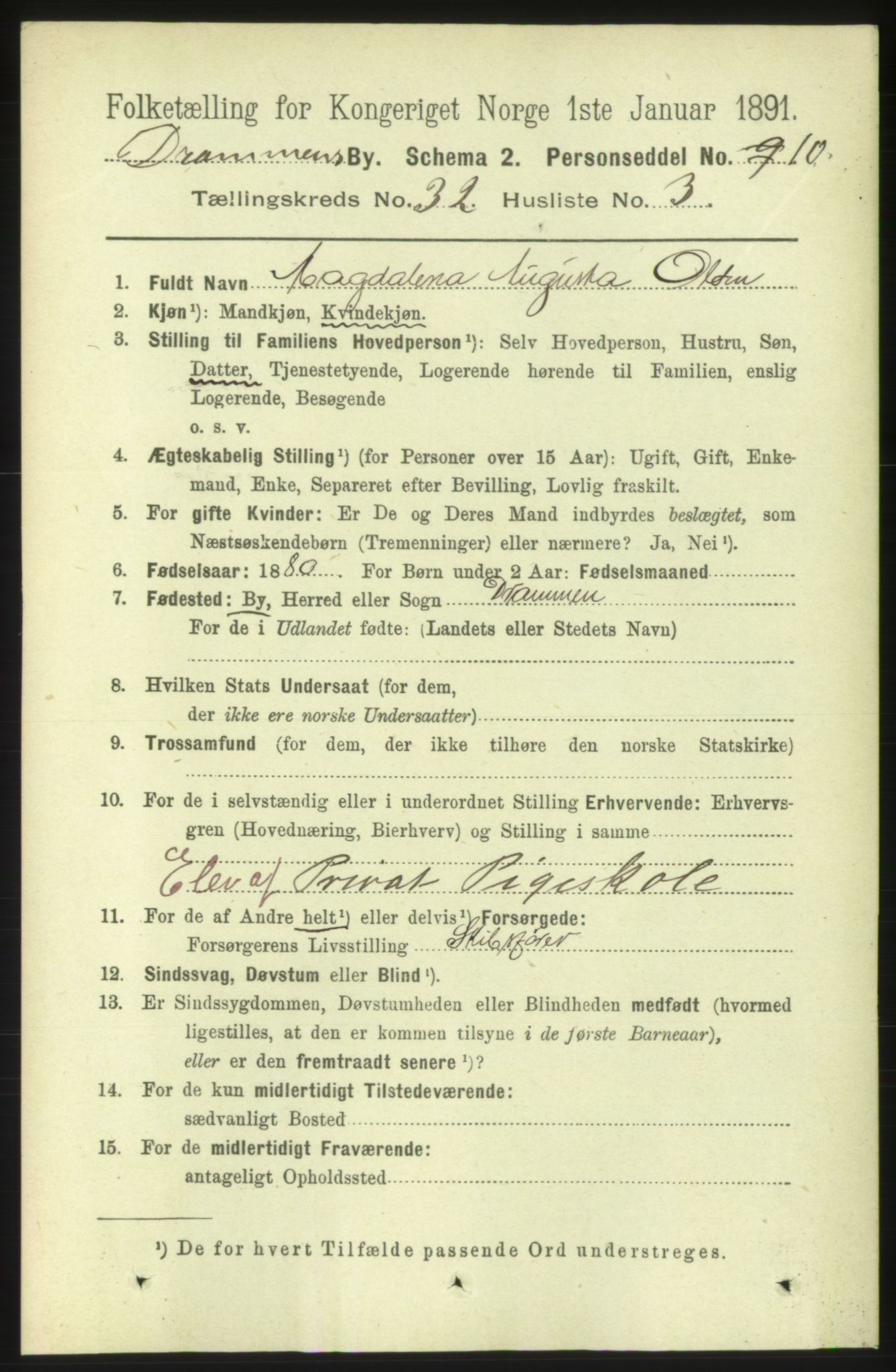 RA, 1891 census for 0602 Drammen, 1891, p. 19296