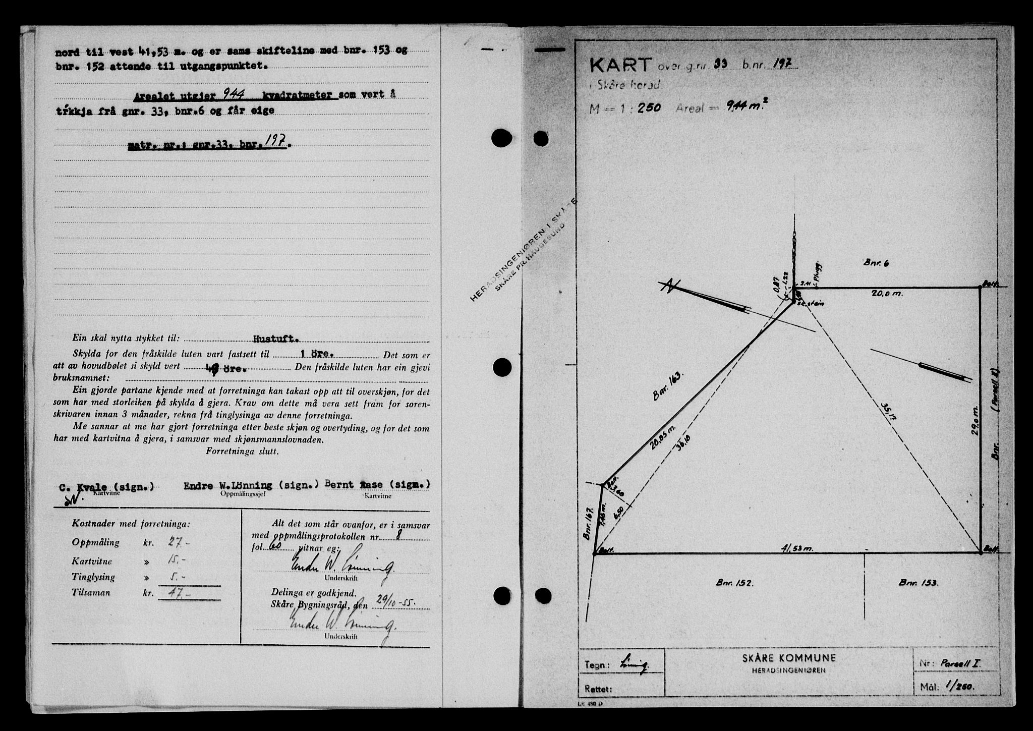 Karmsund sorenskriveri, SAST/A-100311/01/II/IIB/L0117: Mortgage book no. 97Aa, 1955-1955, Diary no: : 3433/1955