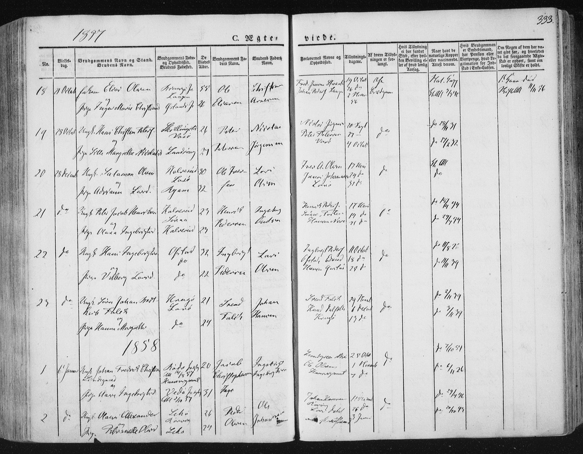 Ministerialprotokoller, klokkerbøker og fødselsregistre - Nord-Trøndelag, SAT/A-1458/784/L0669: Parish register (official) no. 784A04, 1829-1859, p. 333