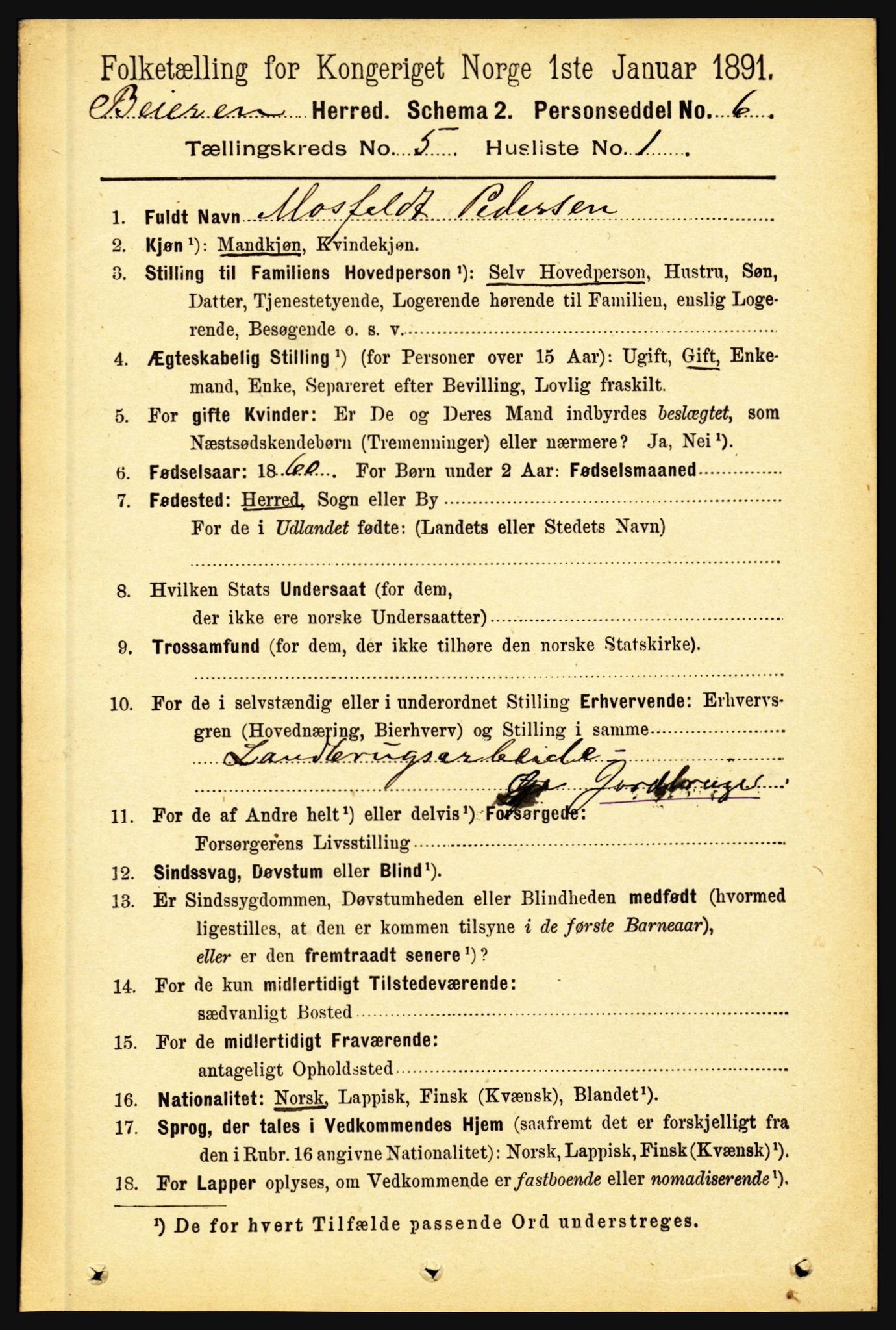 RA, 1891 census for 1839 Beiarn, 1891, p. 1736