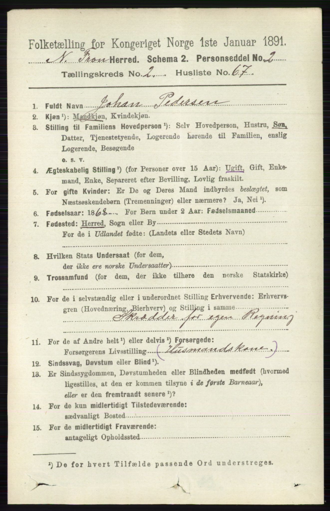 RA, 1891 census for 0518 Nord-Fron, 1891, p. 754