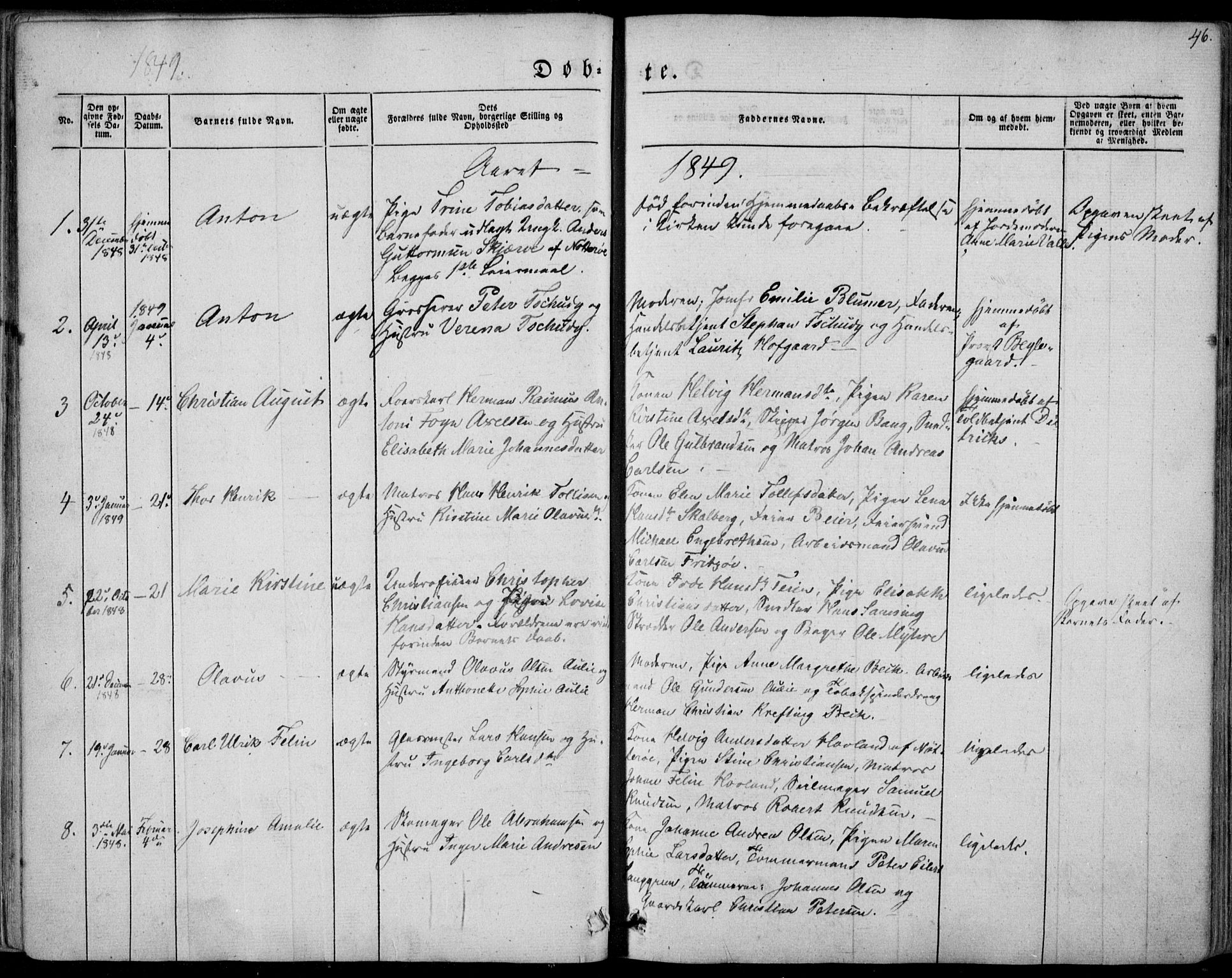 Tønsberg kirkebøker, AV/SAKO-A-330/F/Fa/L0007: Parish register (official) no. I 7, 1845-1854, p. 46