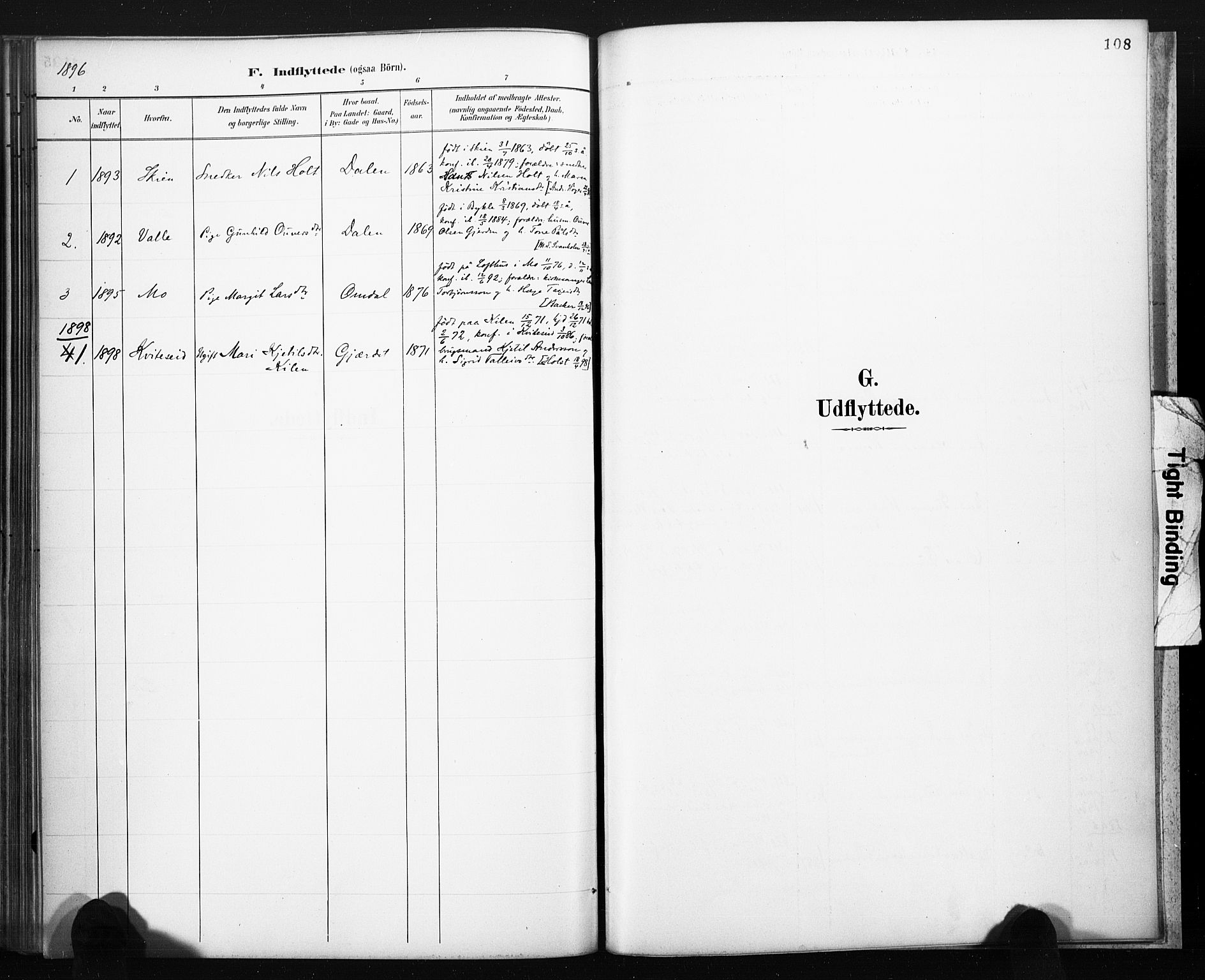 Lårdal kirkebøker, SAKO/A-284/F/Fb/L0002: Parish register (official) no. II 2, 1887-1918, p. 108