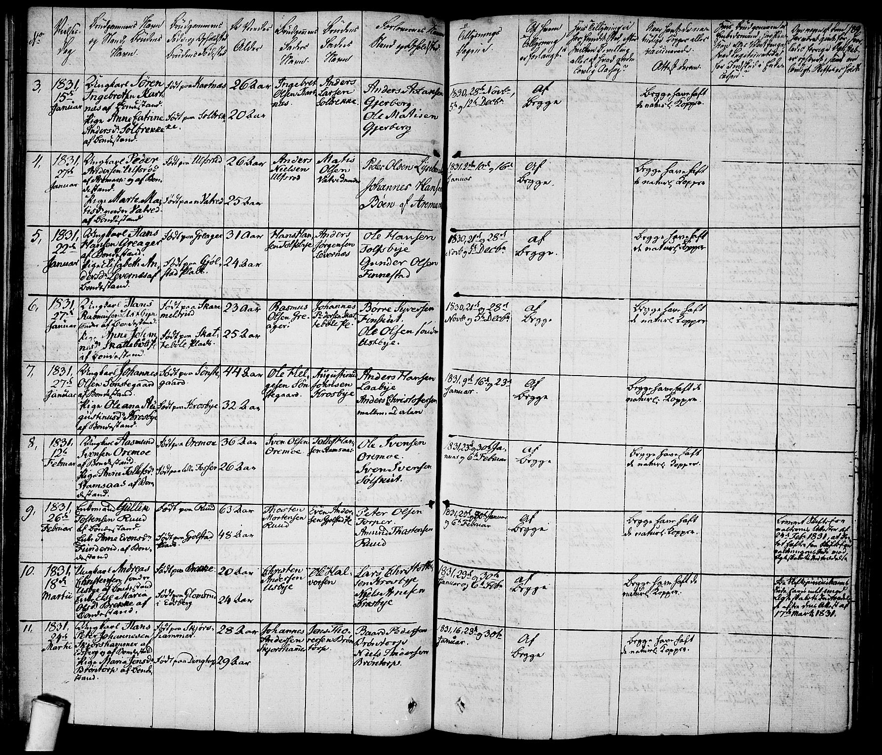 Rakkestad prestekontor Kirkebøker, SAO/A-2008/F/Fa/L0007: Parish register (official) no. I 7, 1825-1841, p. 189