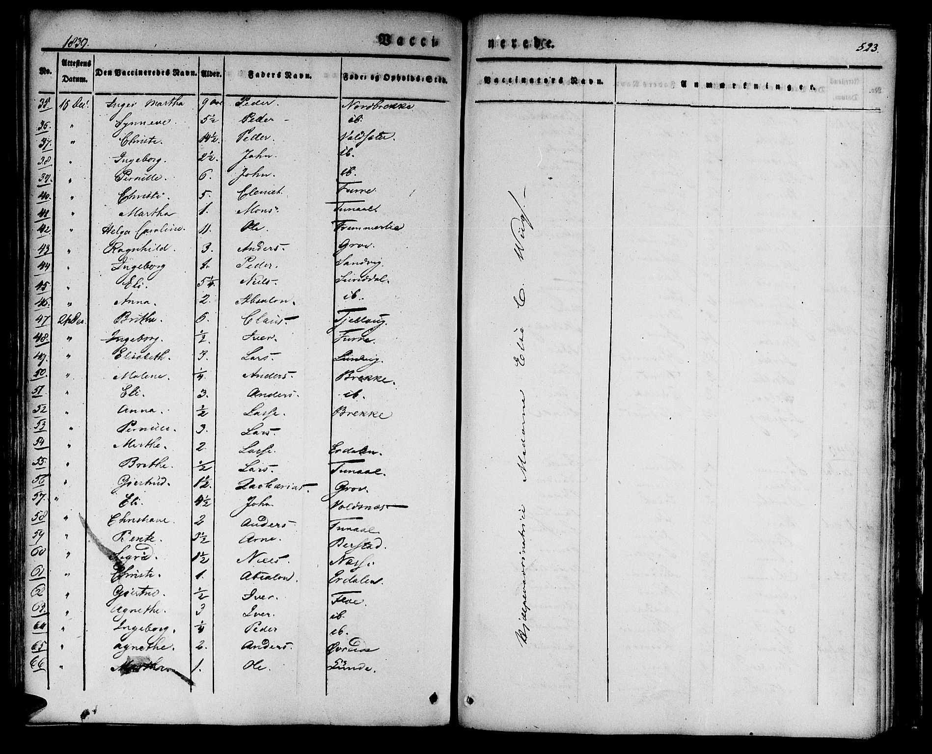 Innvik sokneprestembete, AV/SAB-A-80501: Parish register (official) no. A 4II, 1832-1846, p. 523