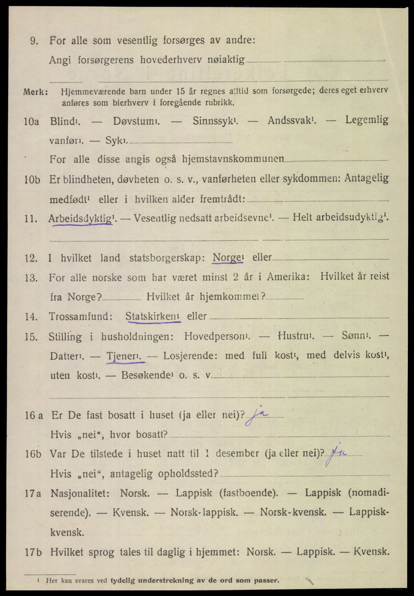 SAT, 1920 census for Steigen, 1920, p. 2341