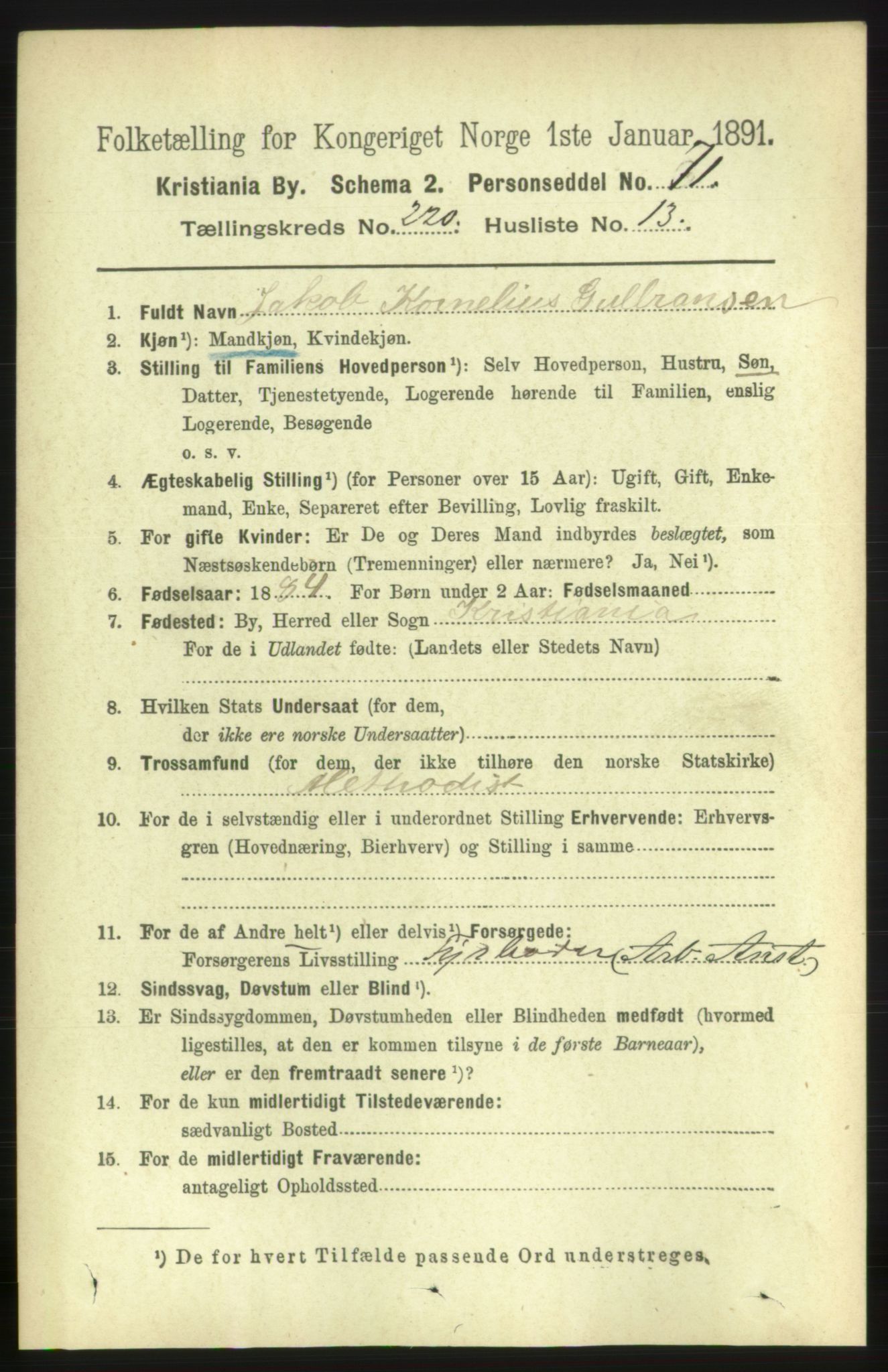 RA, 1891 census for 0301 Kristiania, 1891, p. 131266