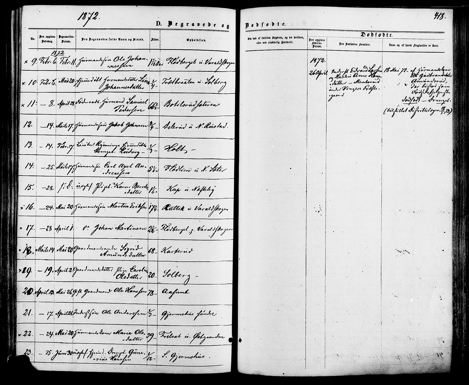 Vinger prestekontor, SAH/PREST-024/H/Ha/Haa/L0012: Parish register (official) no. 12, 1871-1880, p. 418