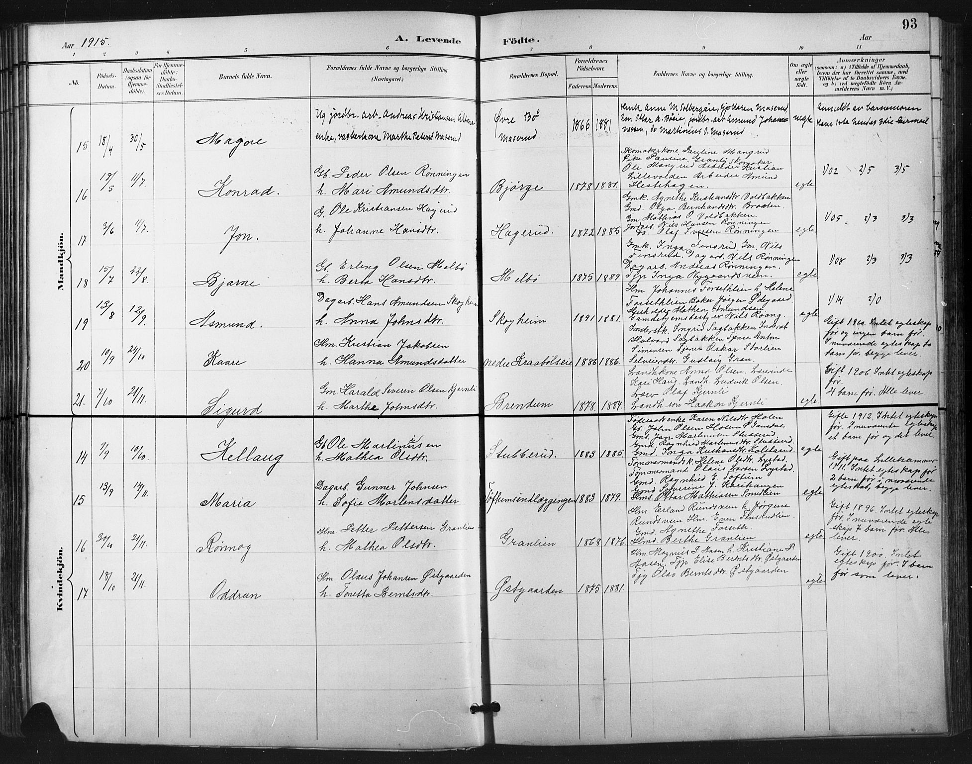 Vestre Gausdal prestekontor, AV/SAH-PREST-094/H/Ha/Hab/L0003: Parish register (copy) no. 3, 1896-1925, p. 93