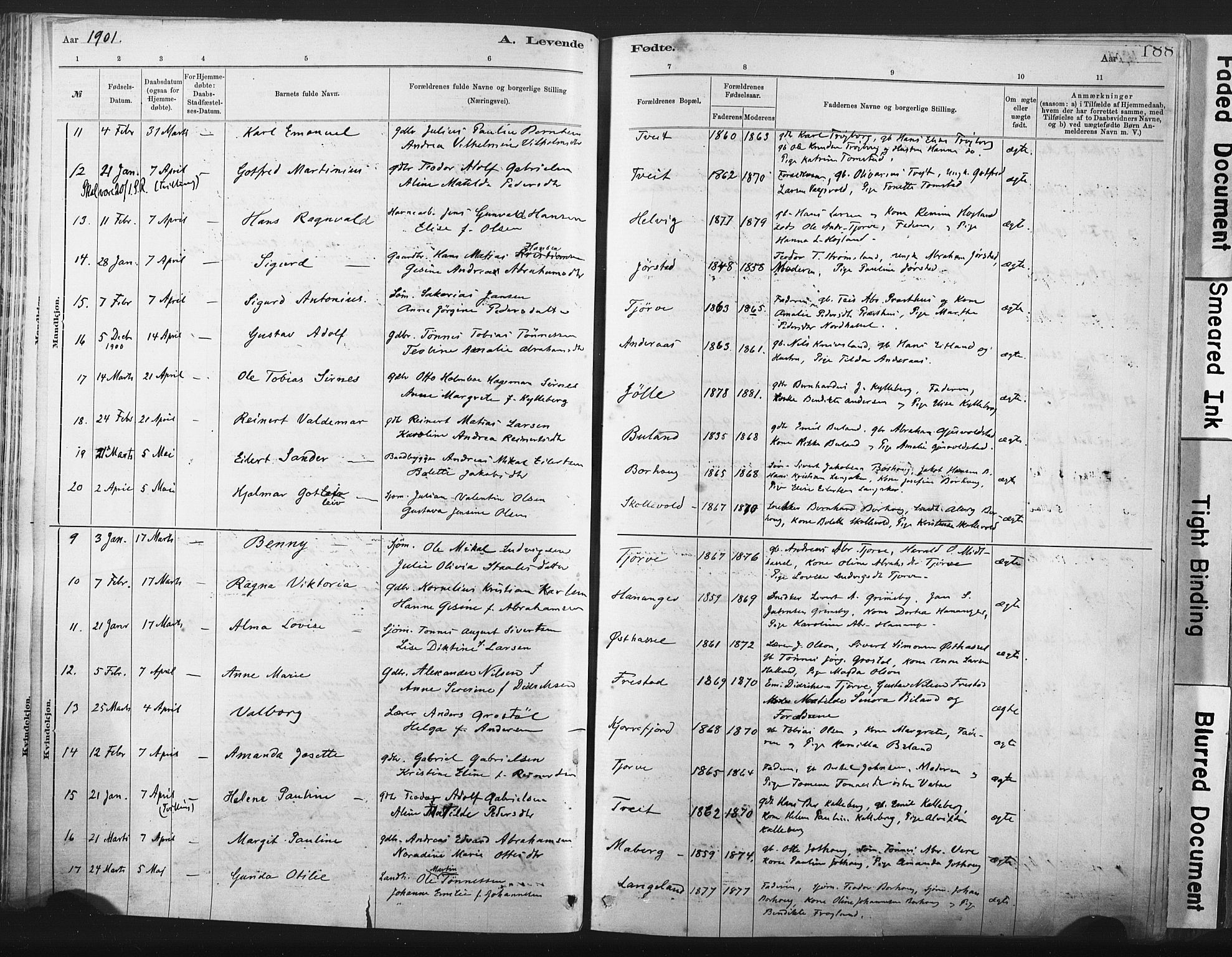 Lista sokneprestkontor, AV/SAK-1111-0027/F/Fa/L0012: Parish register (official) no. A 12, 1879-1903, p. 188