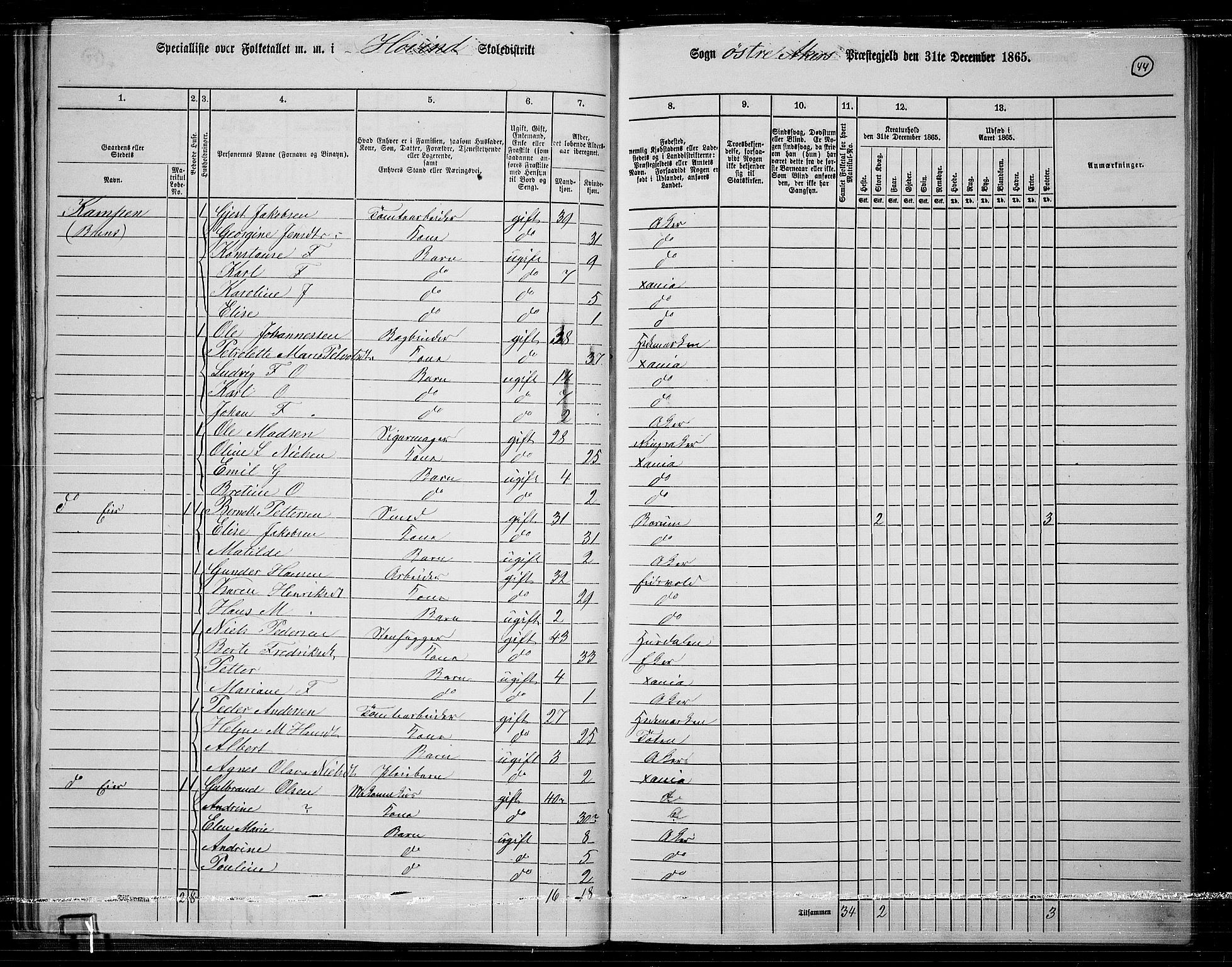 RA, 1865 census for Østre Aker, 1865, p. 268