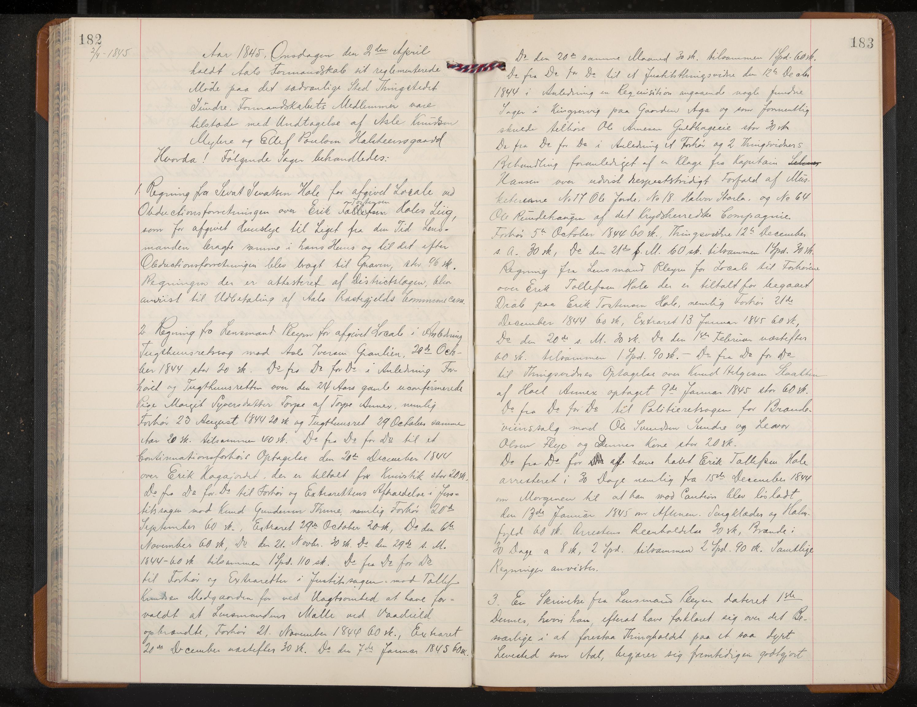 Ål formannskap og sentraladministrasjon, IKAK/0619021/A/Aa/L0001: Utskrift av møtebok, 1838-1845, p. 182-183