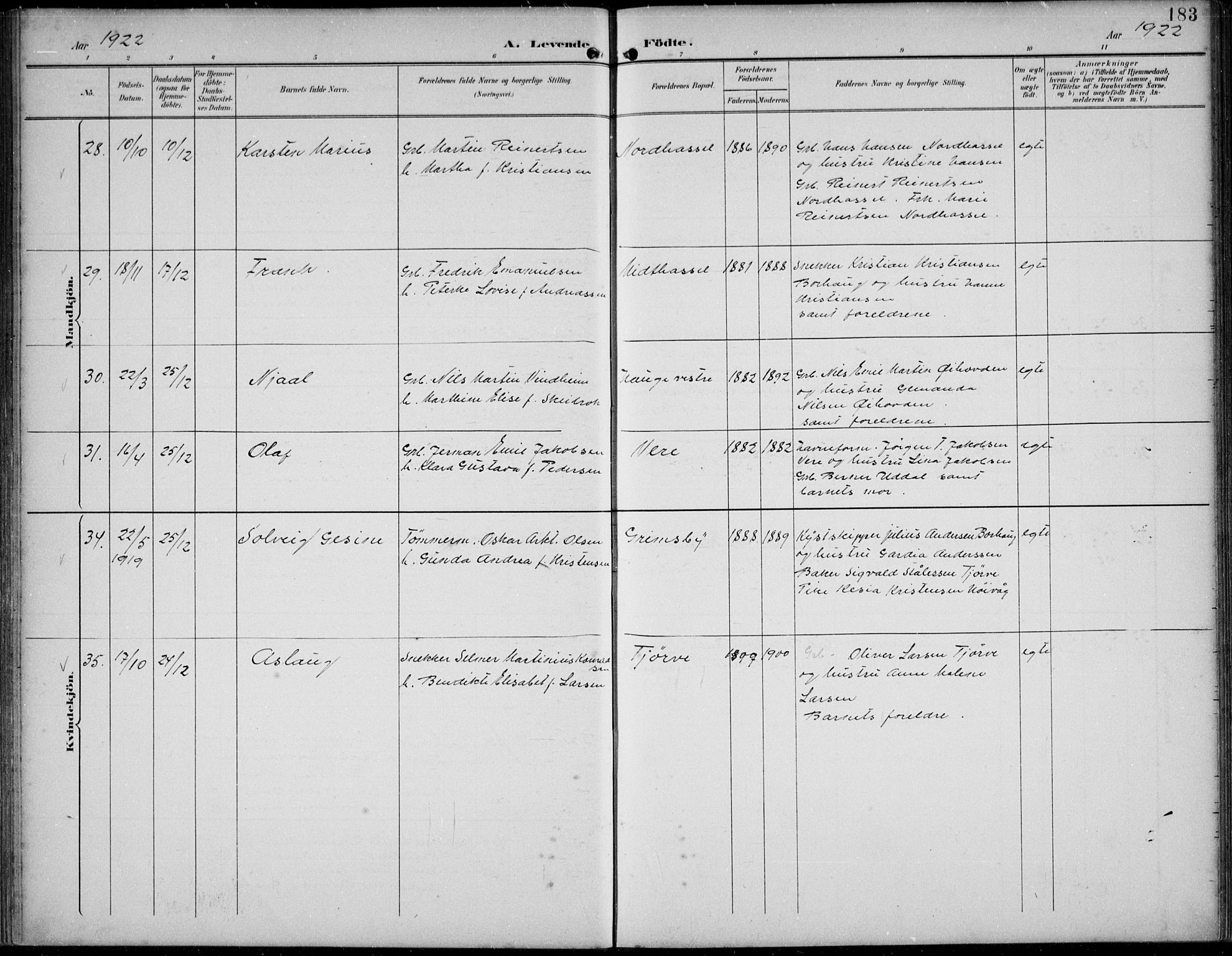 Lista sokneprestkontor, AV/SAK-1111-0027/F/Fb/L0005: Parish register (copy) no. B 5, 1892-1923, p. 183