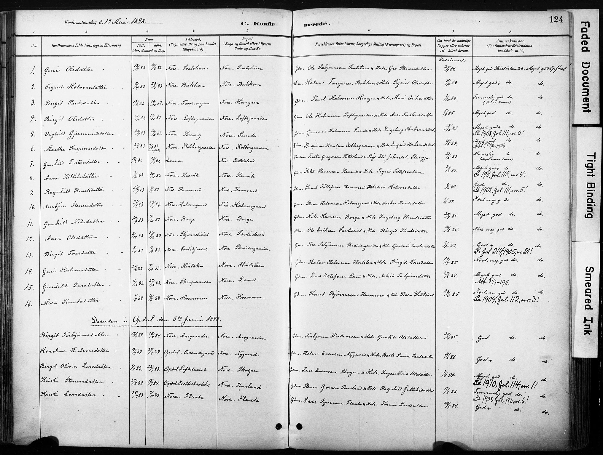 Nore kirkebøker, SAKO/A-238/F/Fb/L0002: Parish register (official) no. II 2, 1886-1906, p. 124