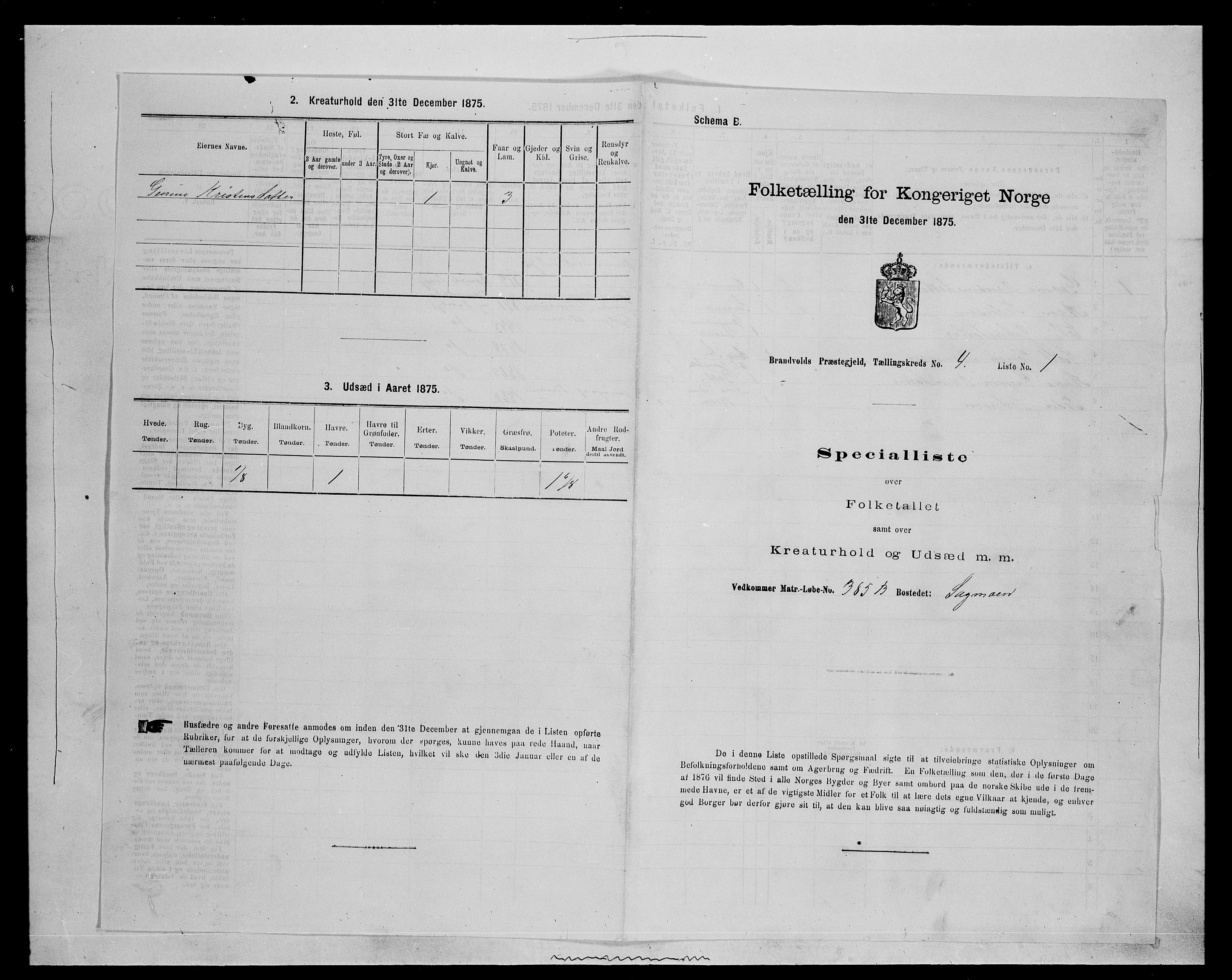 SAH, 1875 census for 0422P Brandval, 1875, p. 533