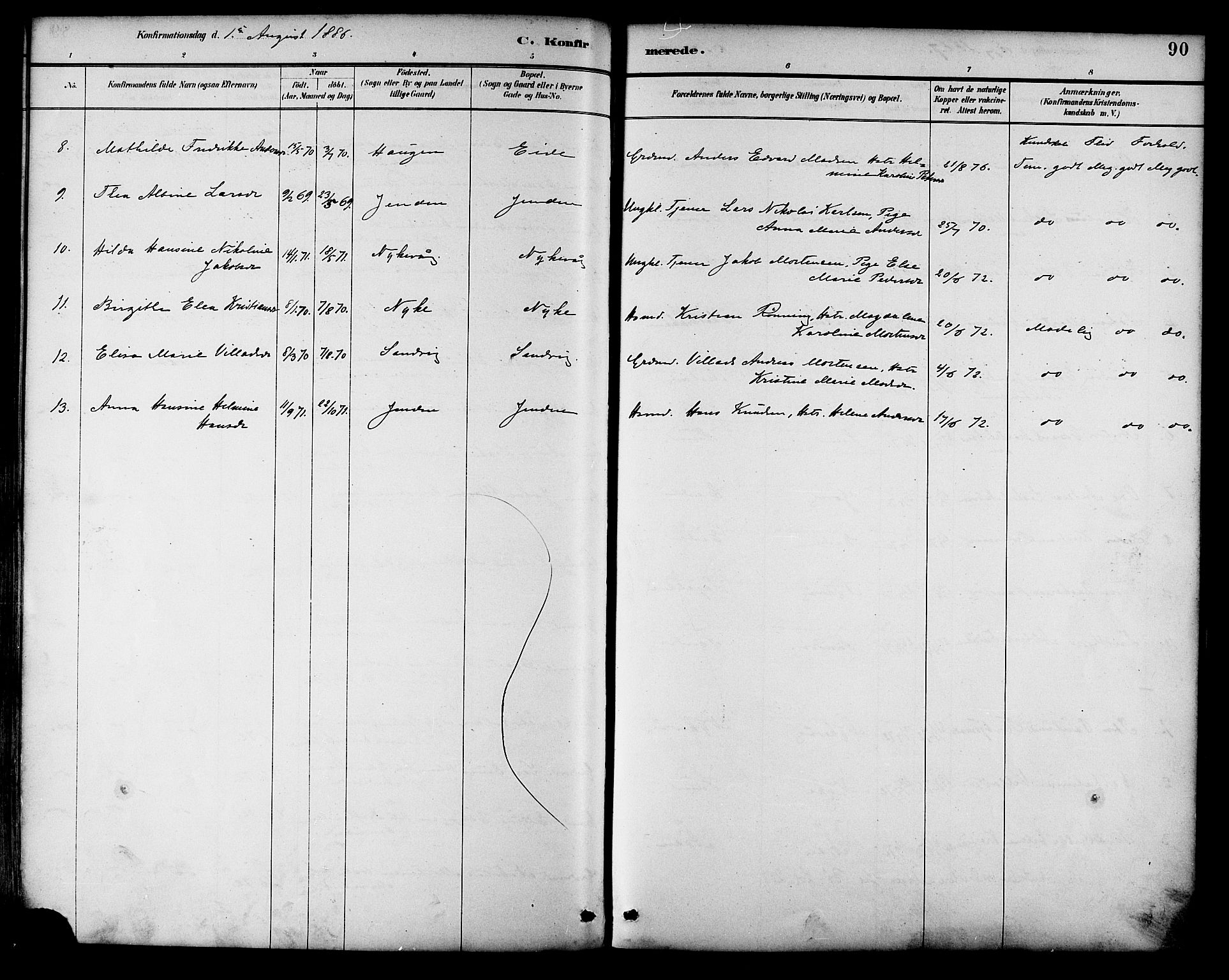 Ministerialprotokoller, klokkerbøker og fødselsregistre - Nordland, AV/SAT-A-1459/892/L1320: Parish register (official) no. 892A01, 1886-1901, p. 90