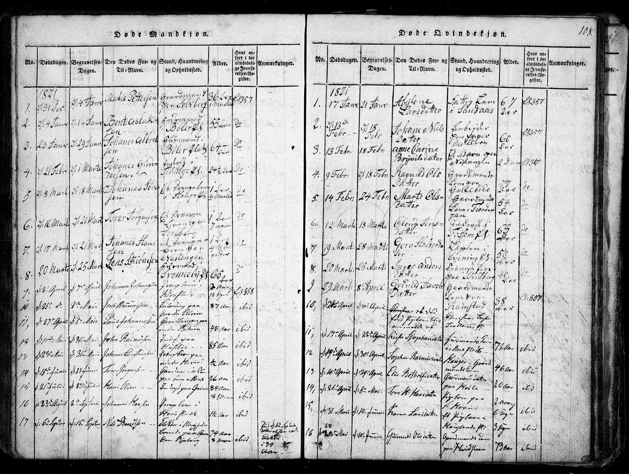 Spydeberg prestekontor Kirkebøker, AV/SAO-A-10924/G/Ga/L0001: Parish register (copy) no. I 1, 1814-1868, p. 108