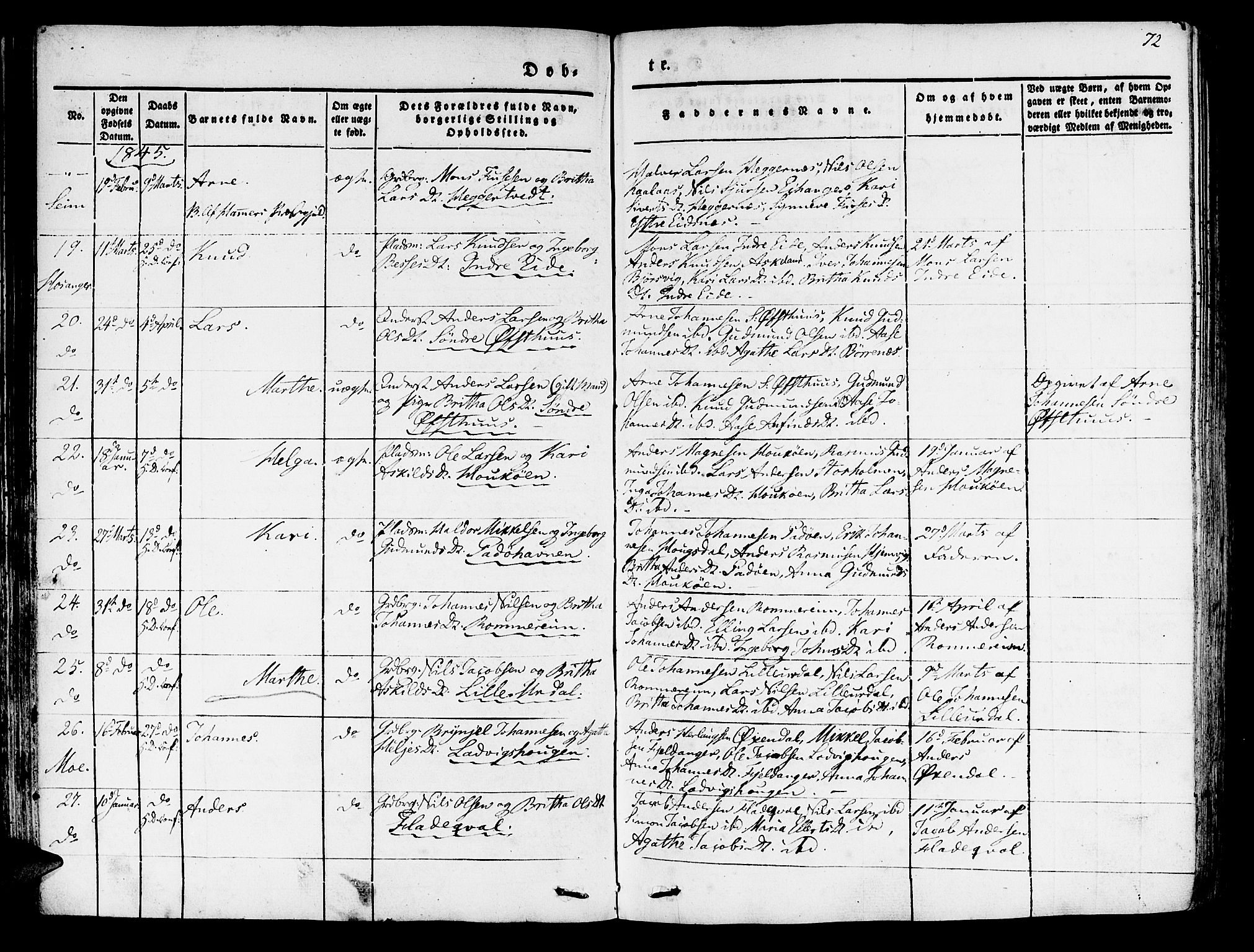 Hosanger sokneprestembete, AV/SAB-A-75801/H/Haa: Parish register (official) no. A 7, 1835-1848, p. 72