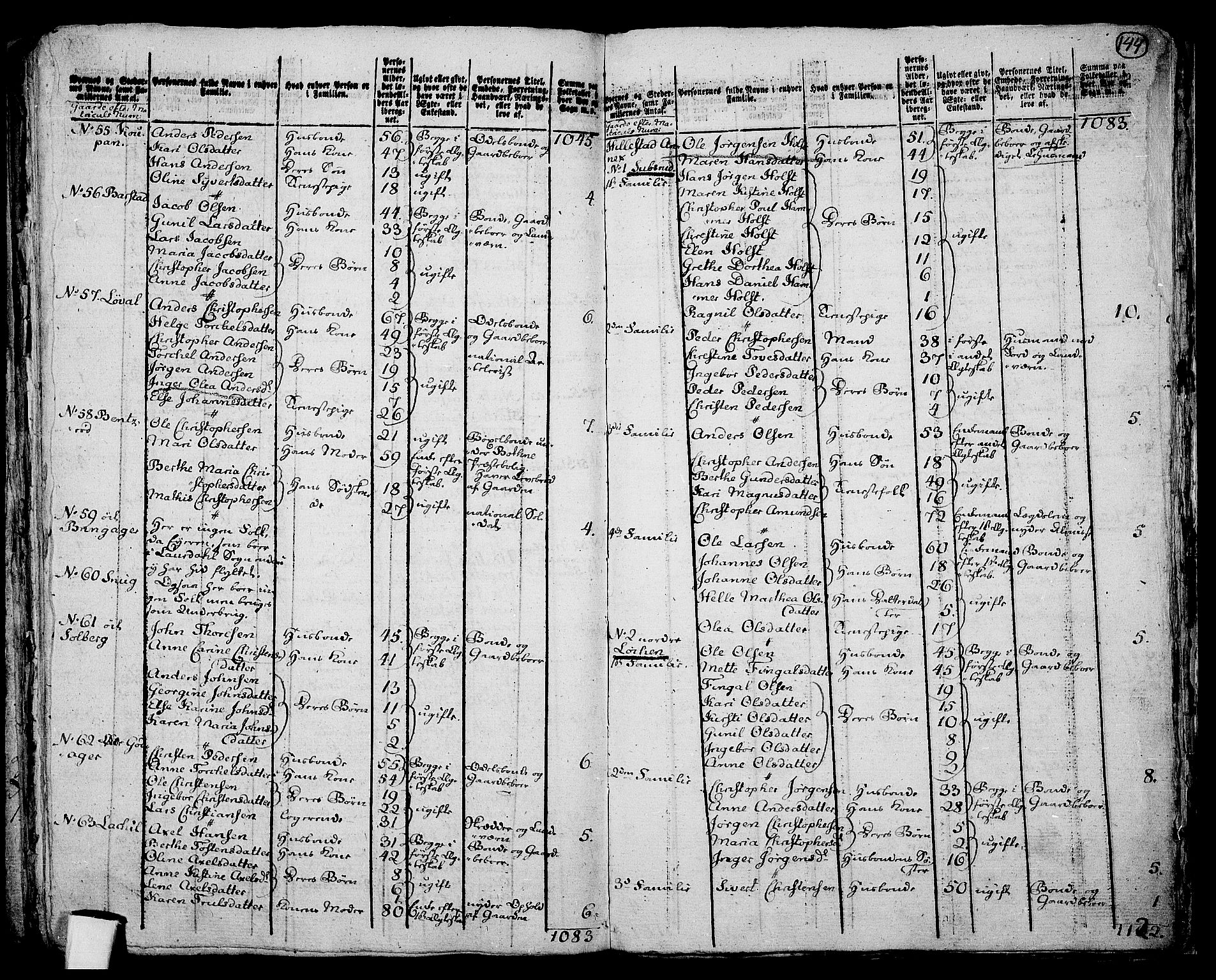 RA, 1801 census for 0715P Botne, 1801, p. 143b-144a