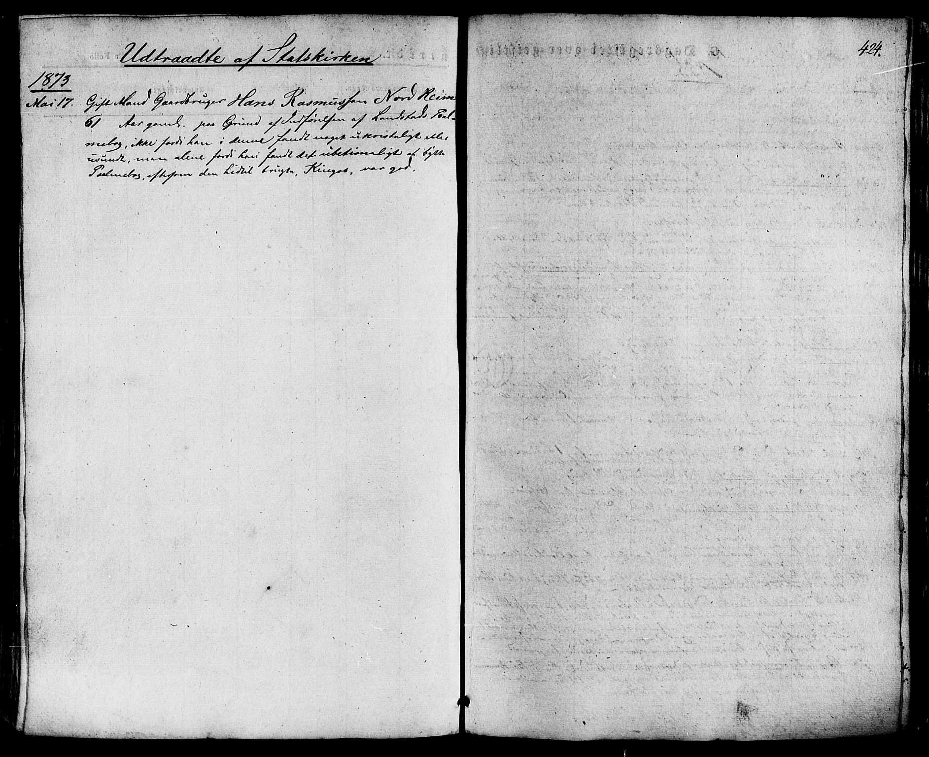 Hå sokneprestkontor, AV/SAST-A-101801/001/30BA/L0008: Parish register (official) no. A 7, 1853-1878, p. 424