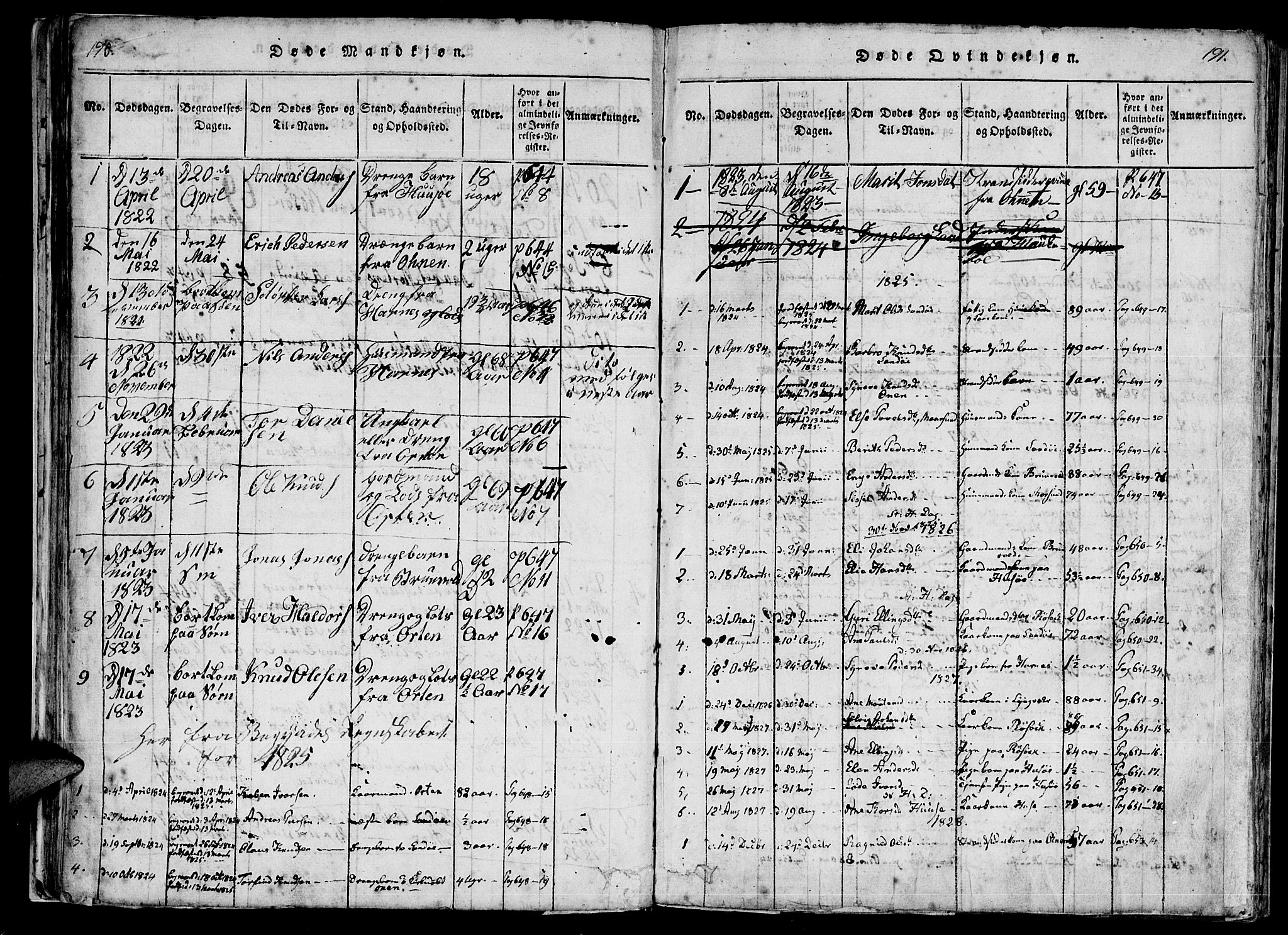 Ministerialprotokoller, klokkerbøker og fødselsregistre - Møre og Romsdal, AV/SAT-A-1454/561/L0727: Parish register (official) no. 561A01, 1817-1858, p. 190-191