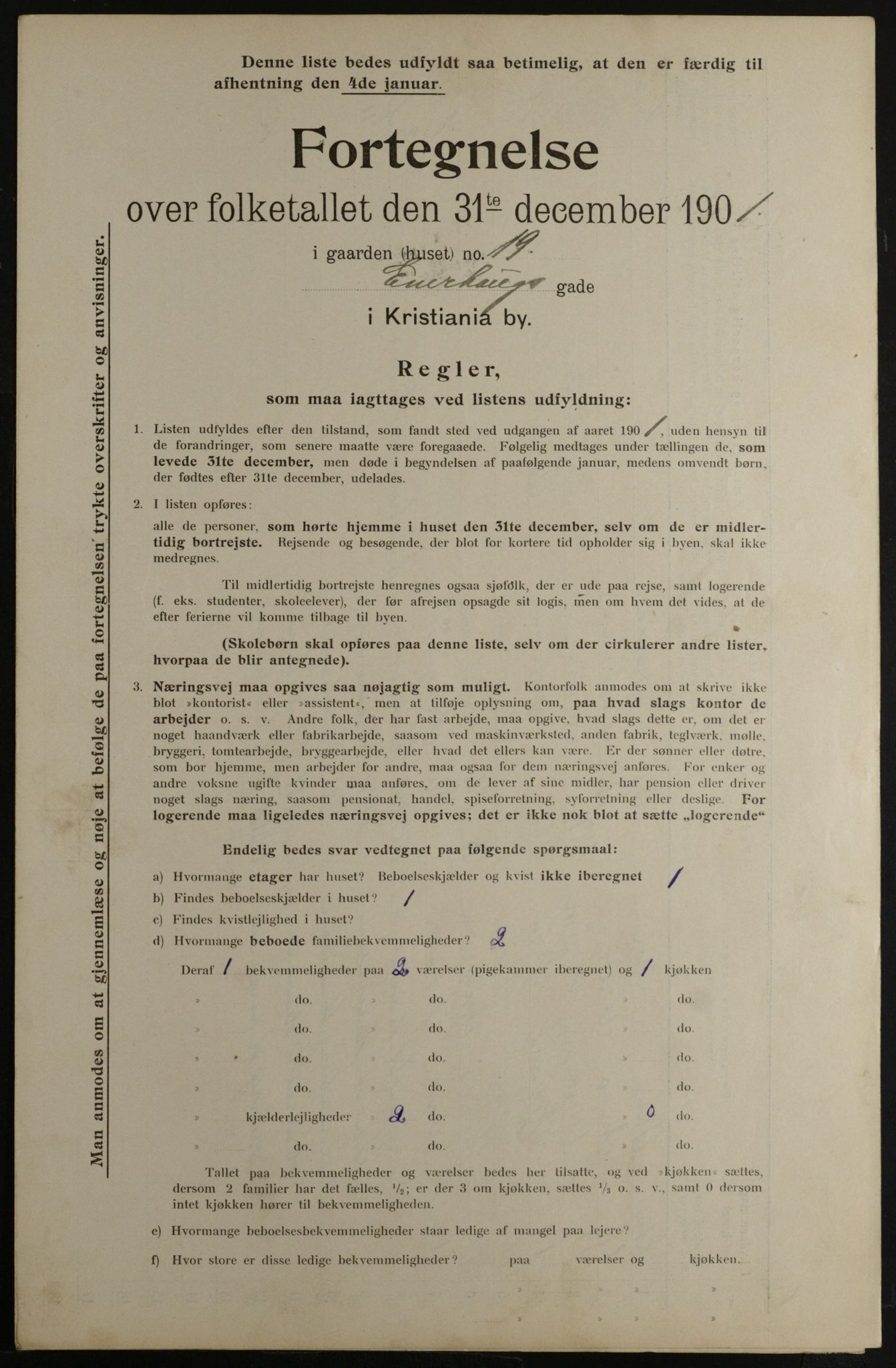 OBA, Municipal Census 1901 for Kristiania, 1901, p. 3483