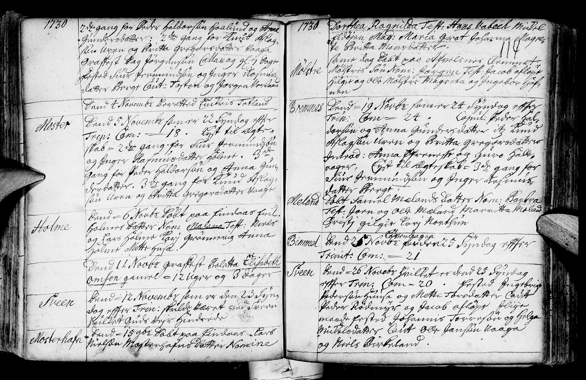 Finnås sokneprestembete, AV/SAB-A-99925/H/Ha/Haa/Haaa/L0001: Parish register (official) no. A 1, 1718-1744, p. 114