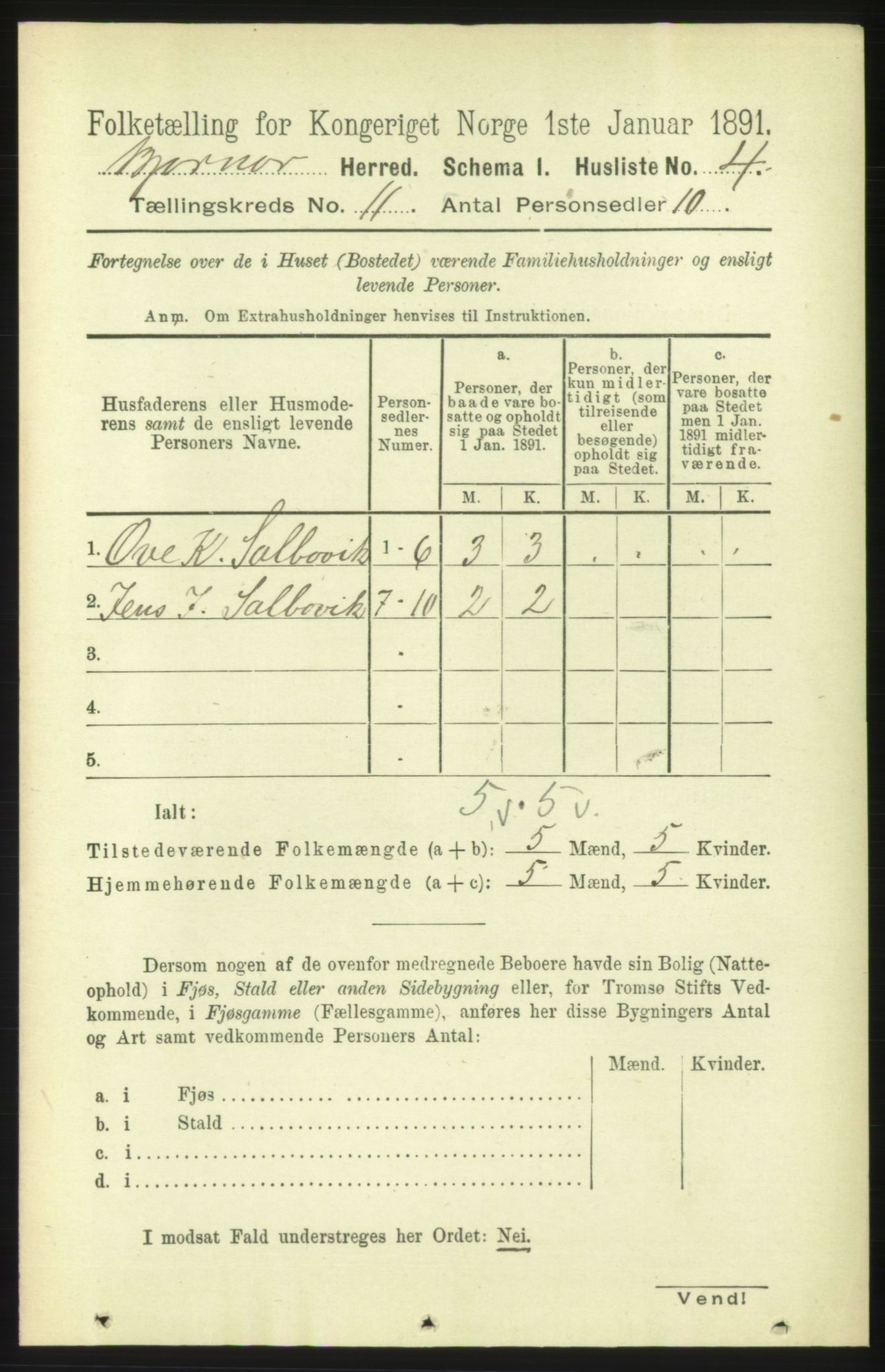 RA, 1891 census for 1632 Bjørnør, 1891, p. 4607