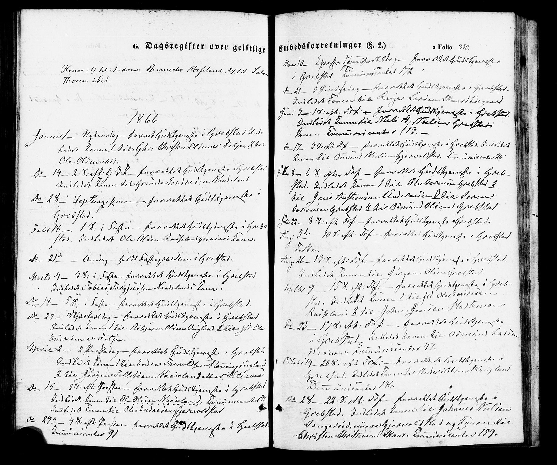 Søgne sokneprestkontor, SAK/1111-0037/F/Fa/Faa/L0002: Parish register (official) no. A 2, 1854-1882, p. 380