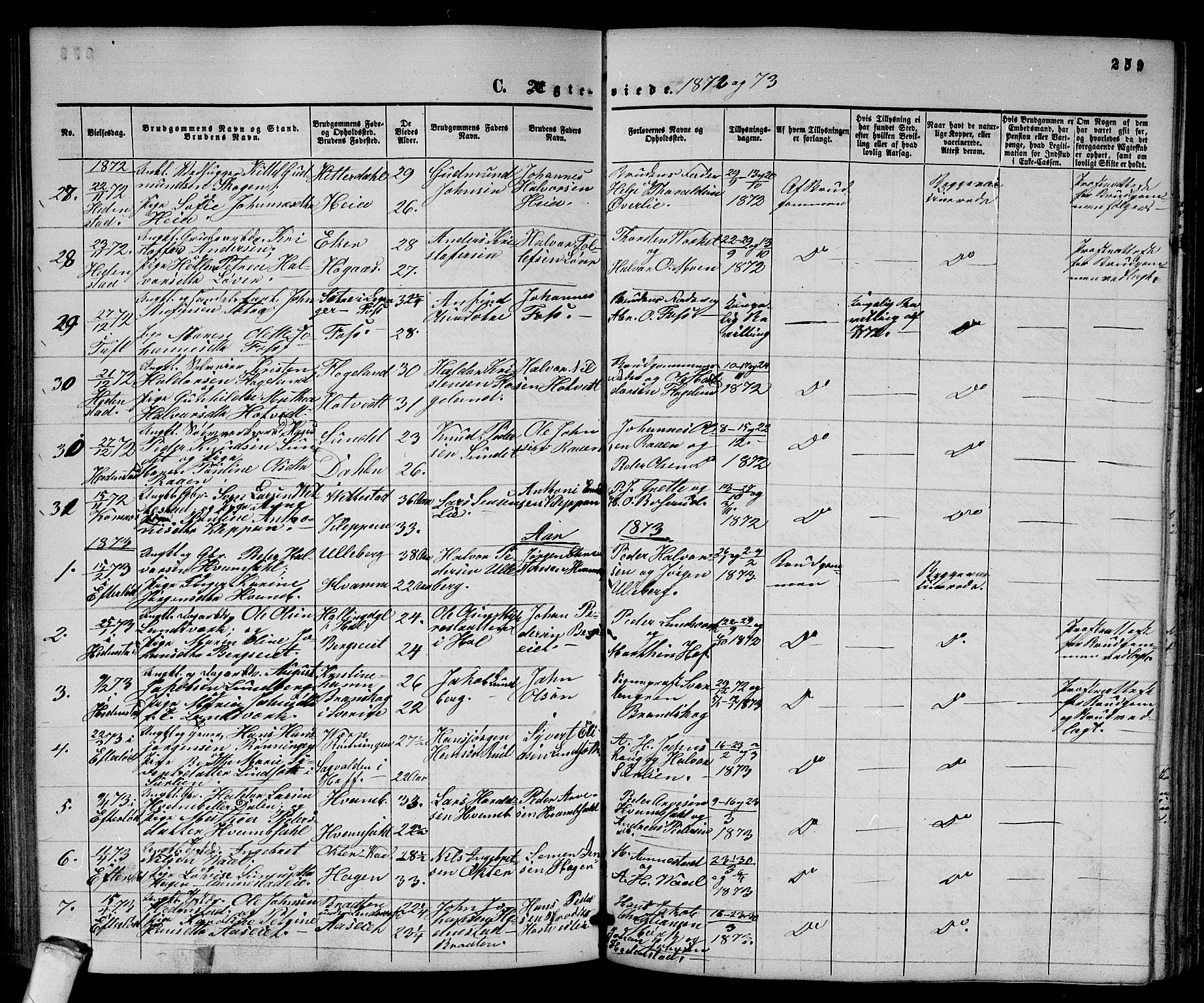 Sandsvær kirkebøker, SAKO/A-244/G/Ga/L0005: Parish register (copy) no. I 5, 1857-1873, p. 259