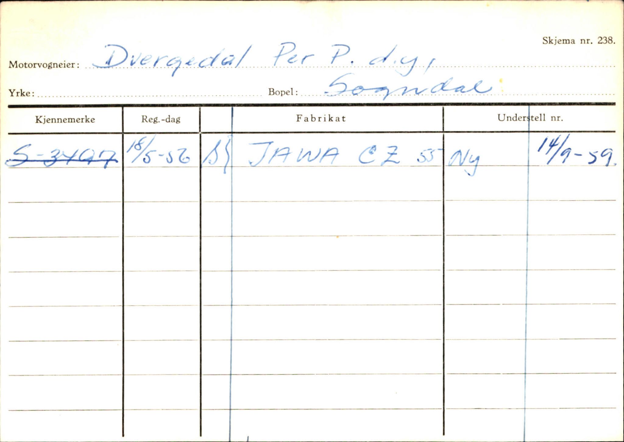 Statens vegvesen, Sogn og Fjordane vegkontor, AV/SAB-A-5301/4/F/L0124: Eigarregister Sogndal A-U, 1945-1975, p. 320