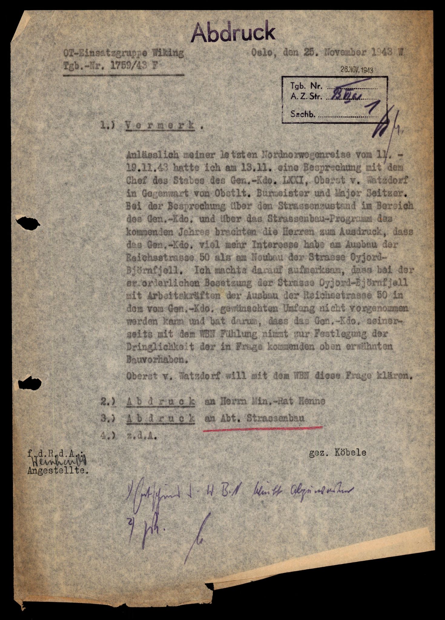 Forsvarets Overkommando. 2 kontor. Arkiv 11.4. Spredte tyske arkivsaker, AV/RA-RAFA-7031/D/Dar/Darb/L0001: Reichskommissariat - Hauptabteilung Technik und Verkehr, 1940-1944, p. 512