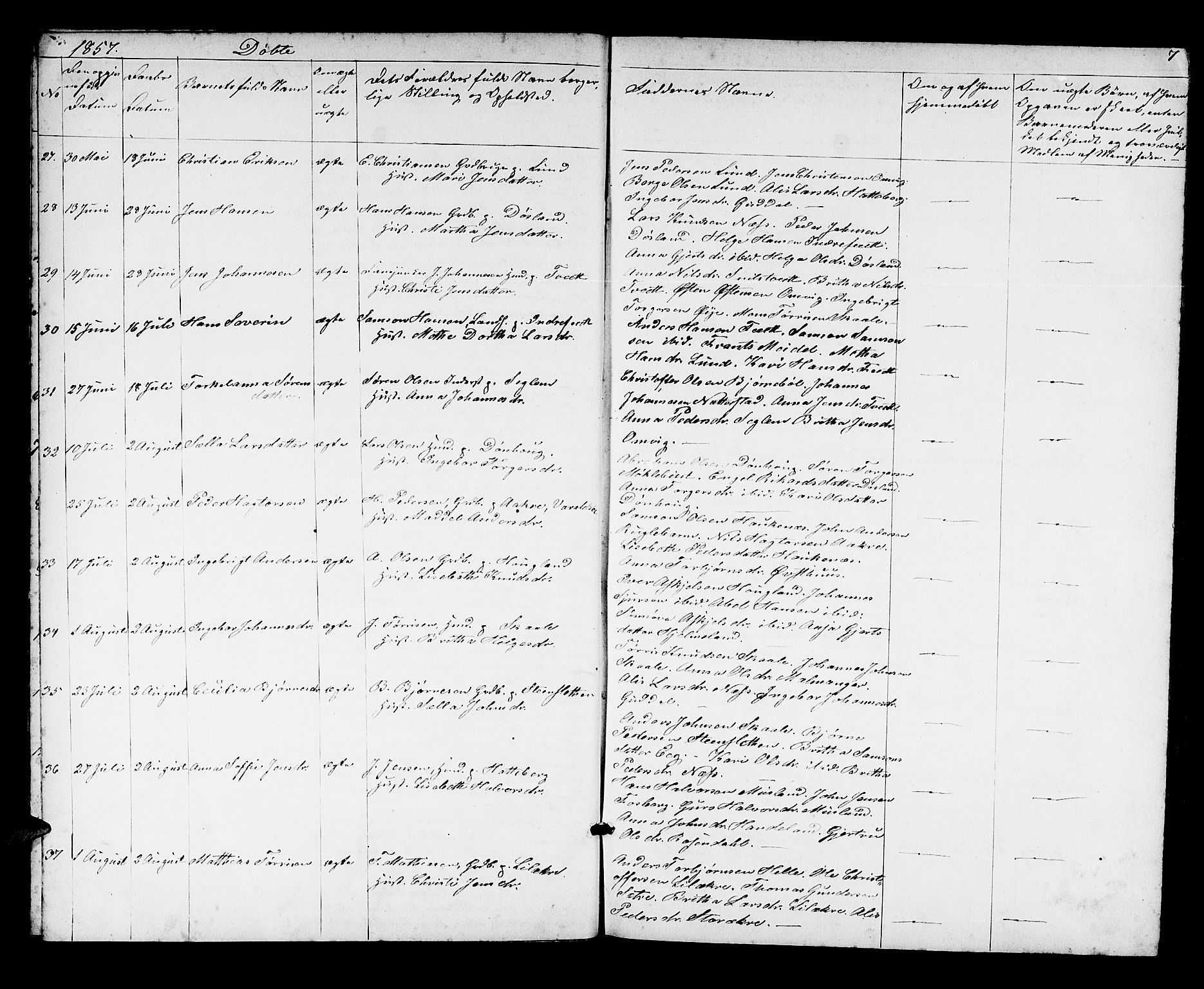 Kvinnherad sokneprestembete, AV/SAB-A-76401/H/Hab: Parish register (copy) no. A 1, 1856-1873, p. 7