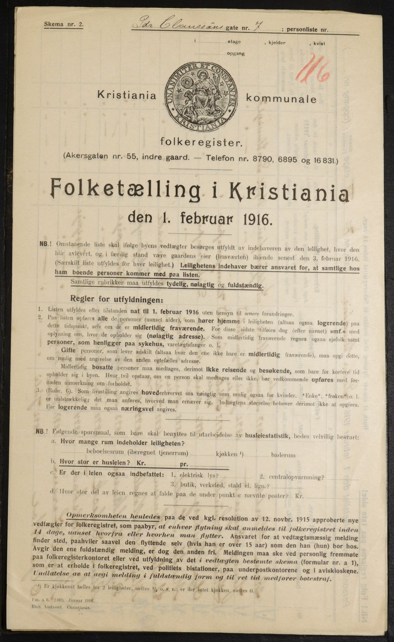 OBA, Municipal Census 1916 for Kristiania, 1916, p. 80732