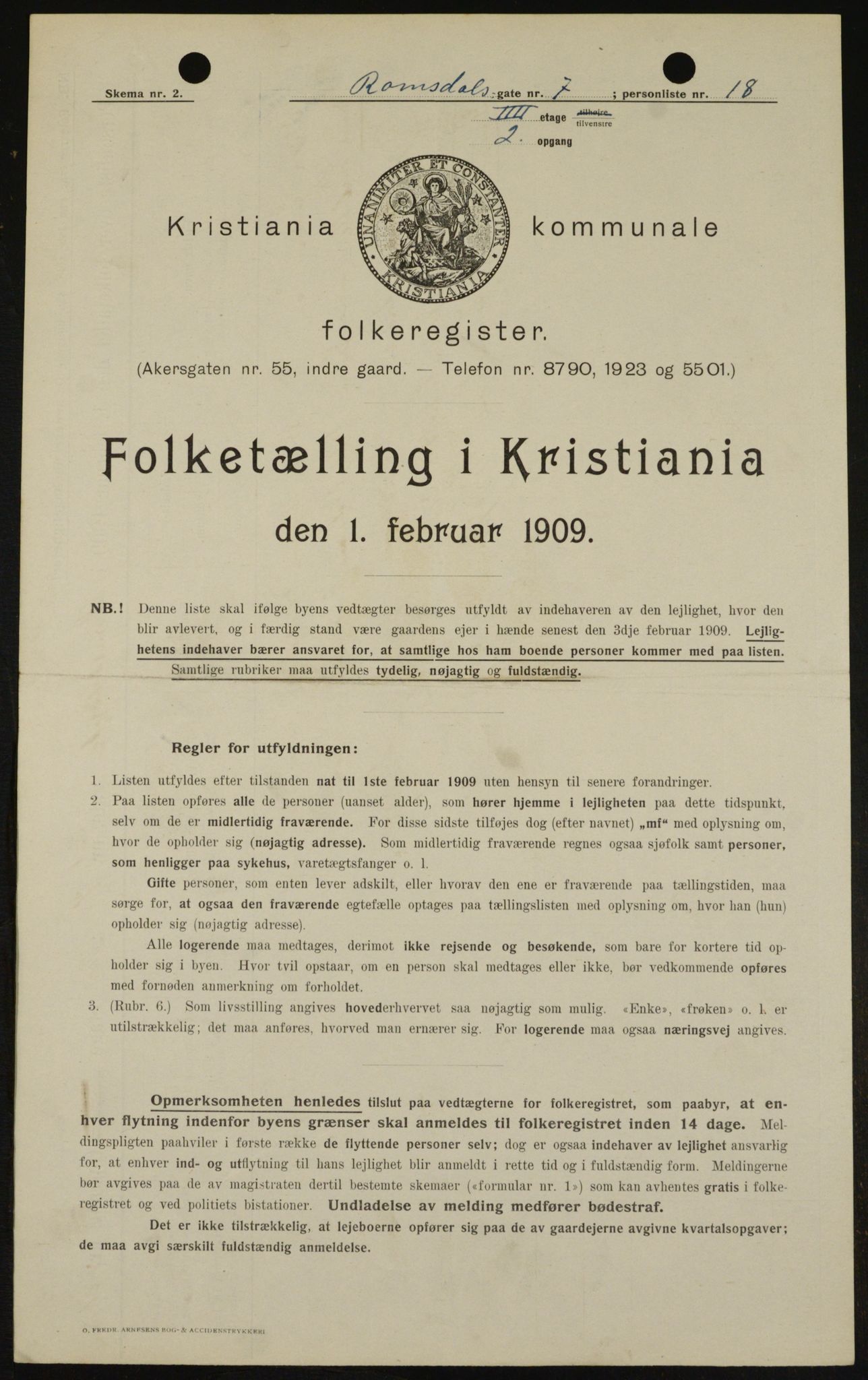 OBA, Municipal Census 1909 for Kristiania, 1909, p. 75514
