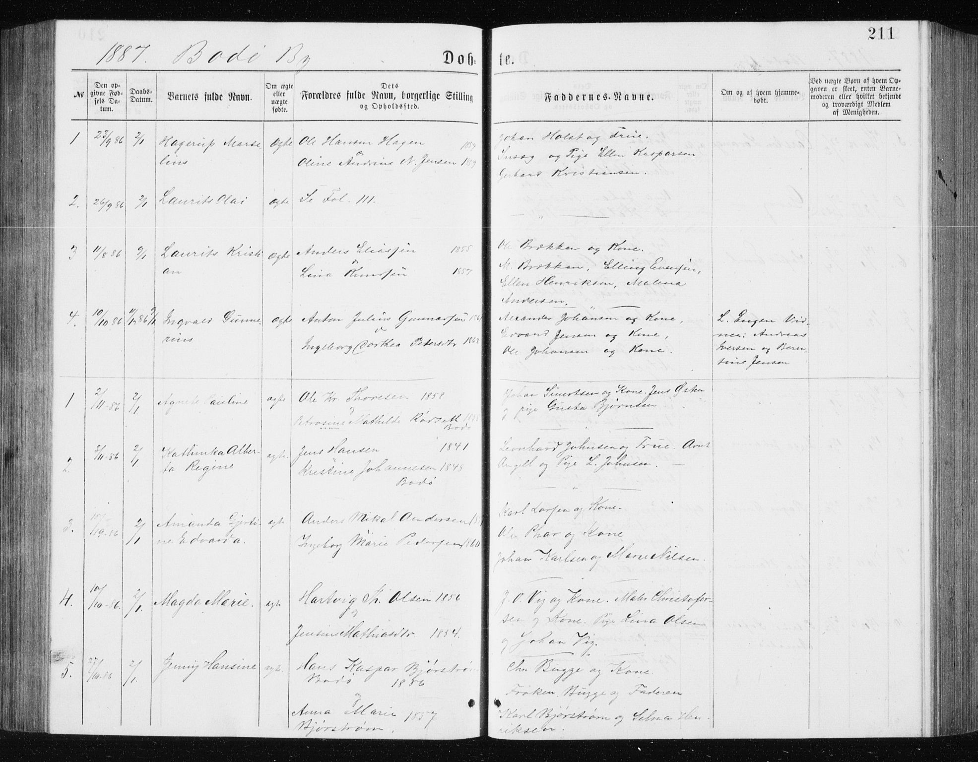 Ministerialprotokoller, klokkerbøker og fødselsregistre - Nordland, AV/SAT-A-1459/801/L0031: Parish register (copy) no. 801C06, 1883-1887, p. 211