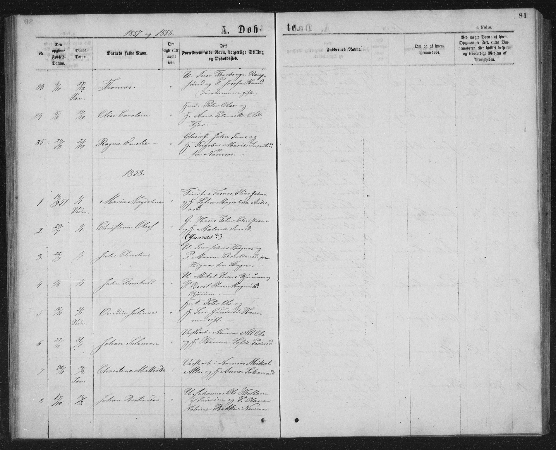 Ministerialprotokoller, klokkerbøker og fødselsregistre - Nord-Trøndelag, SAT/A-1458/768/L0566: Parish register (official) no. 768A01, 1836-1865, p. 81