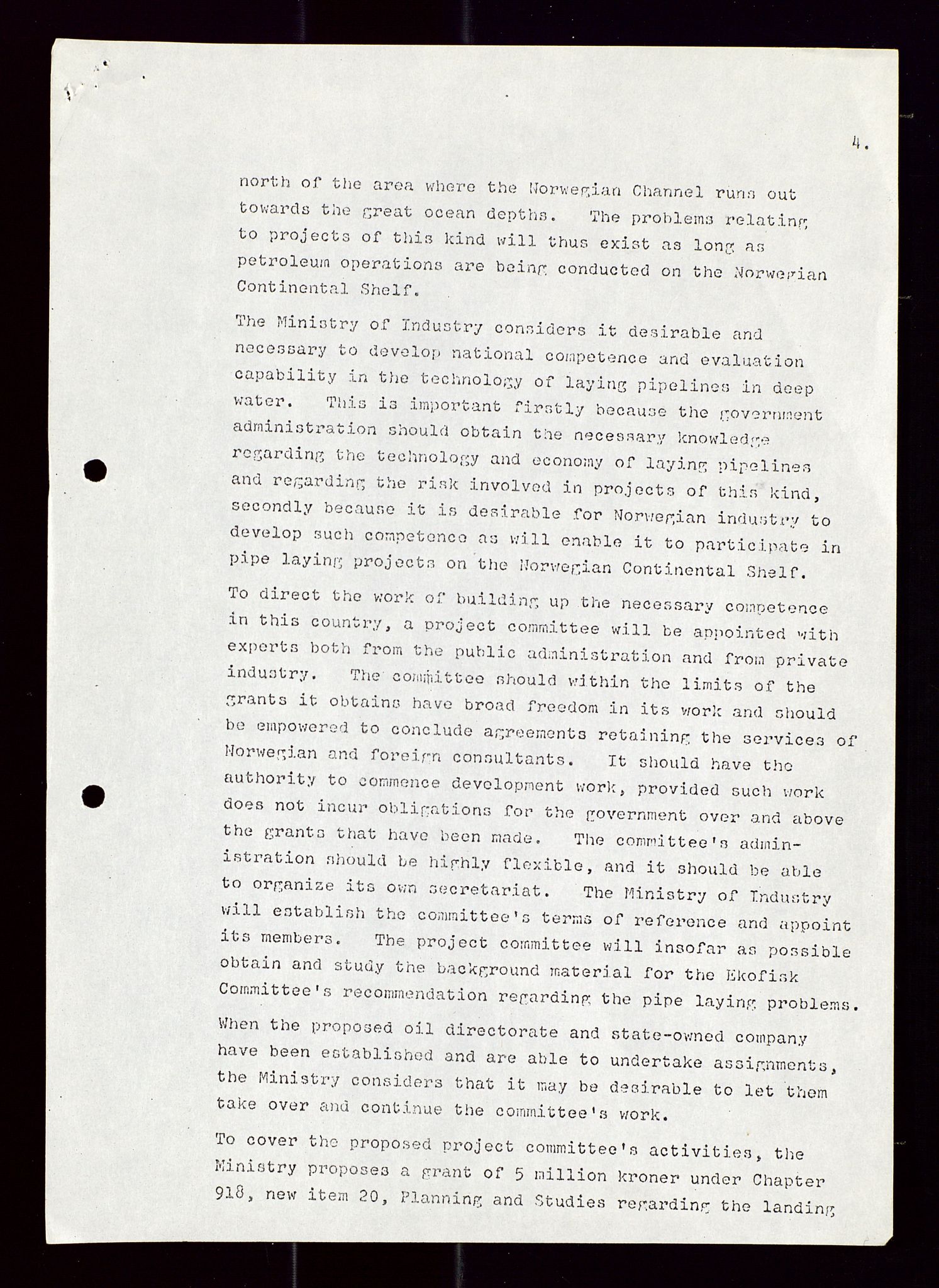 Industridepartementet, Oljekontoret, AV/SAST-A-101348/Di/L0002: DWP, måneds- kvartals- halvårs- og årsrapporter, økonomi, personell, div., 1972-1974, p. 130