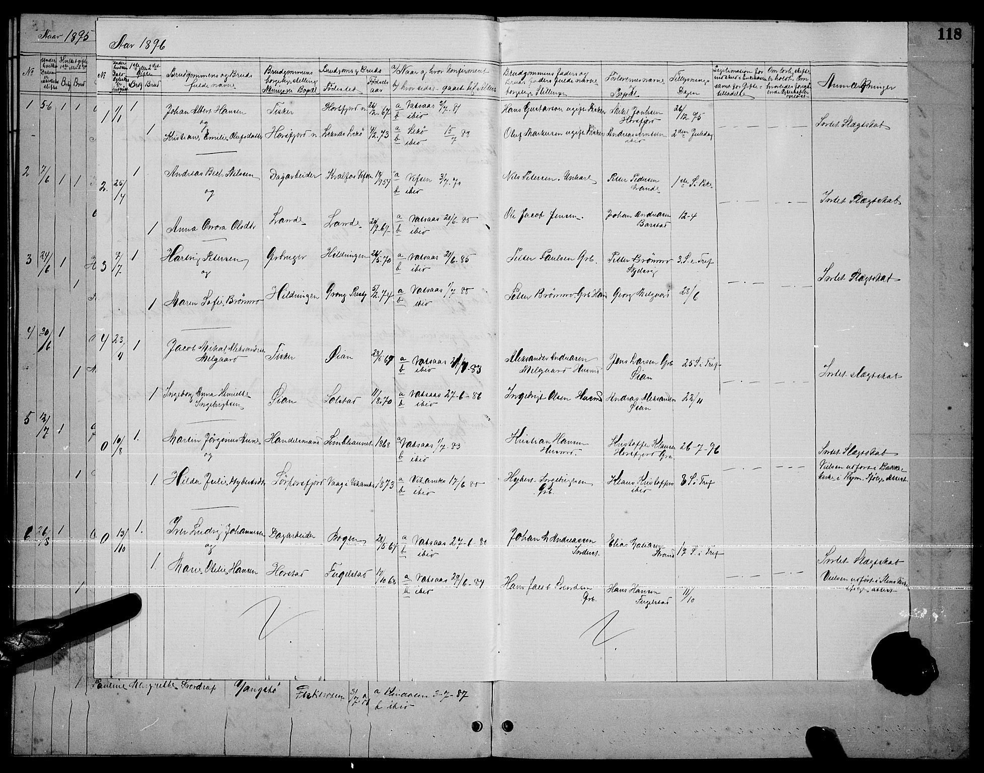 Ministerialprotokoller, klokkerbøker og fødselsregistre - Nordland, AV/SAT-A-1459/810/L0160: Parish register (copy) no. 810C03, 1884-1896, p. 118