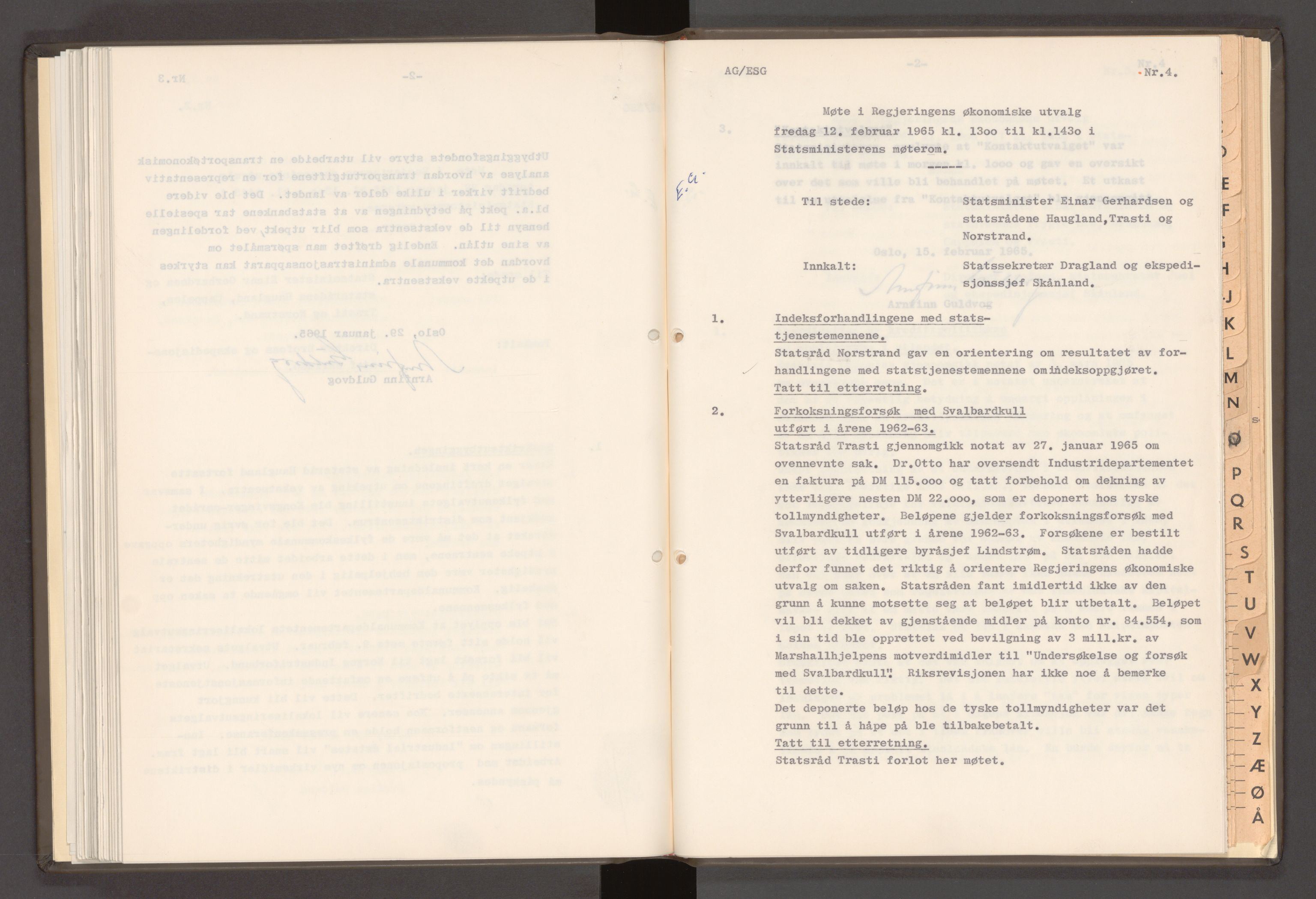 Statsministerens kontor, AV/RA-S-1005/A/Aa/L0021: Referat fra regjeringens økonomiske utvalg, 1960-1965