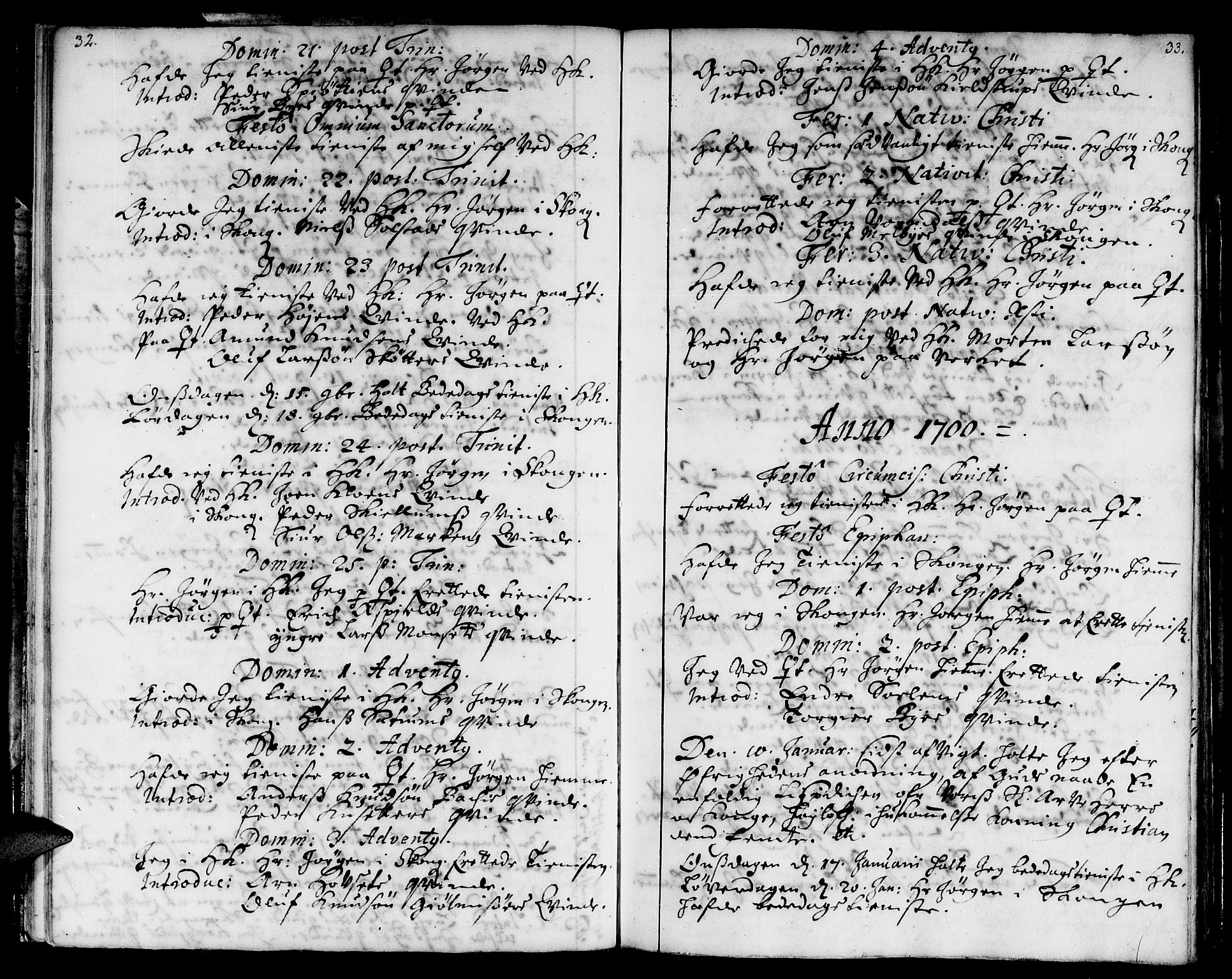 Ministerialprotokoller, klokkerbøker og fødselsregistre - Sør-Trøndelag, AV/SAT-A-1456/668/L0801: Parish register (official) no. 668A01, 1695-1716, p. 32-33