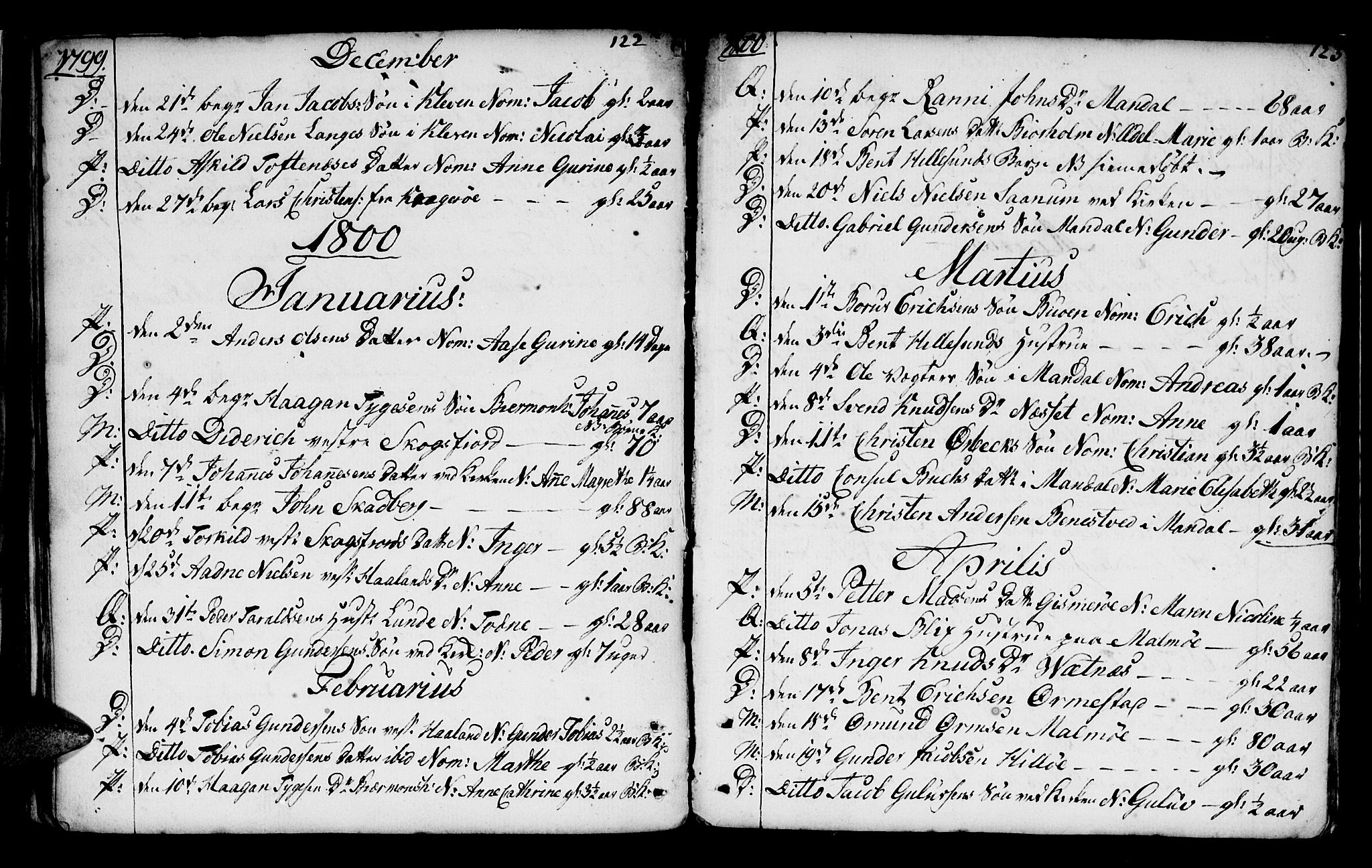 Mandal sokneprestkontor, AV/SAK-1111-0030/F/Fa/Faa/L0005: Parish register (official) no. A 5, 1748-1803, p. 122-123