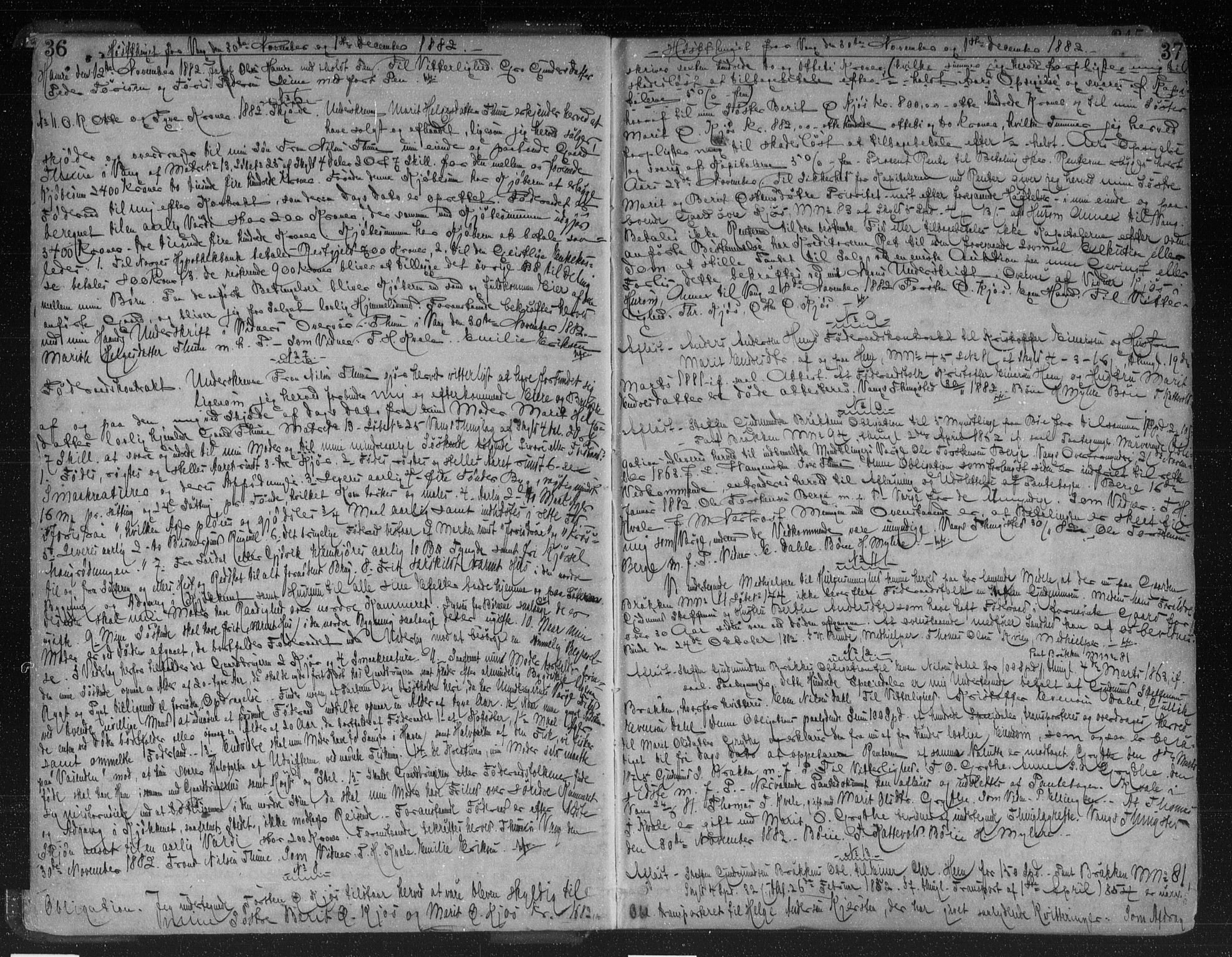 Valdres sorenskriveri, AV/SAH-TING-016/H/Hb/Hba/L0017: Mortgage book no. 17, 1882-1886, p. 36-37