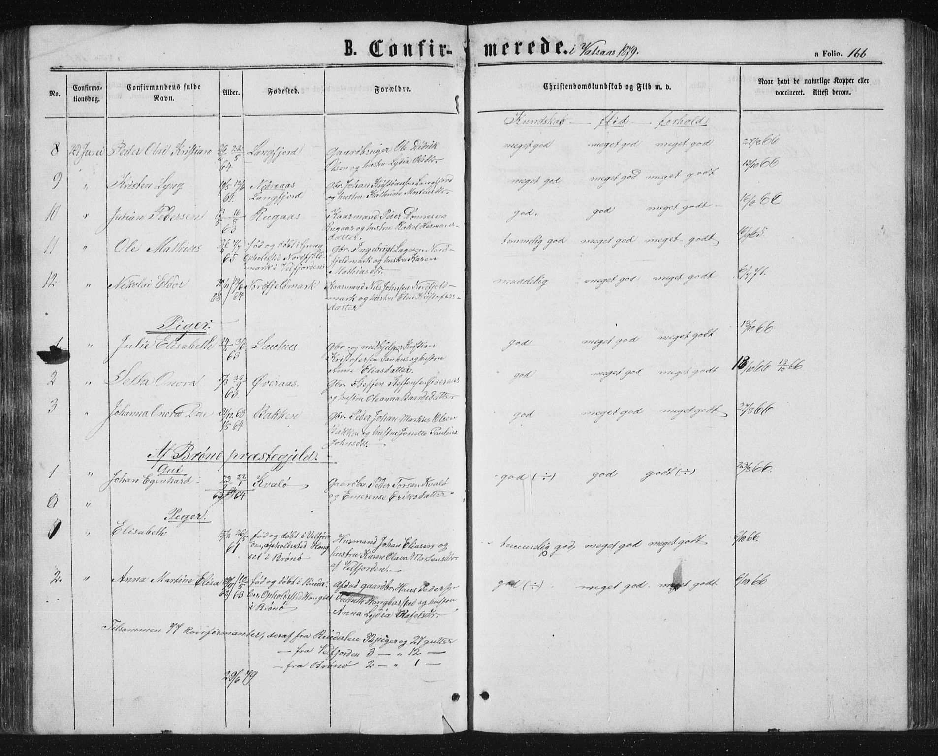 Ministerialprotokoller, klokkerbøker og fødselsregistre - Nordland, AV/SAT-A-1459/810/L0158: Parish register (copy) no. 810C02 /1, 1863-1883, p. 166