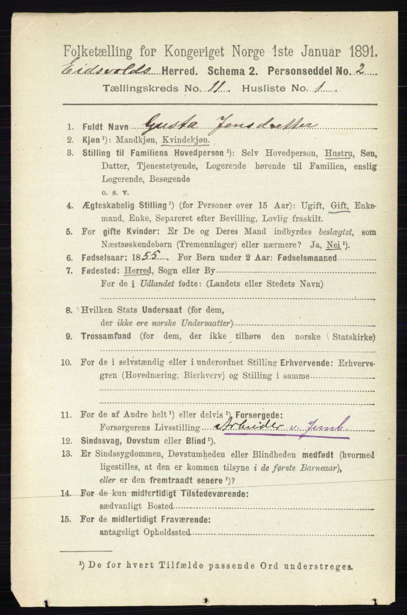 RA, 1891 census for 0237 Eidsvoll, 1891, p. 7685