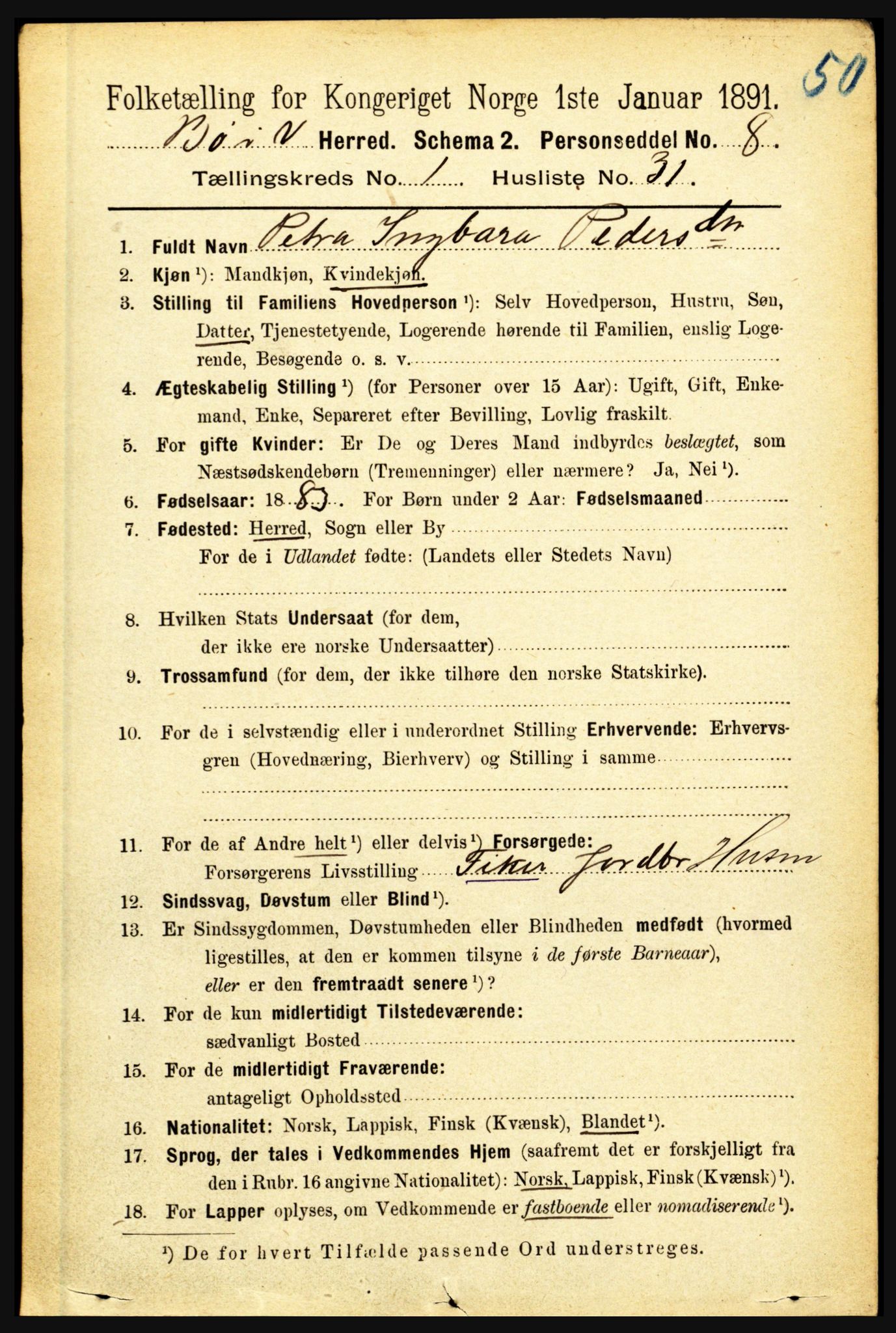 RA, 1891 census for 1867 Bø, 1891, p. 319